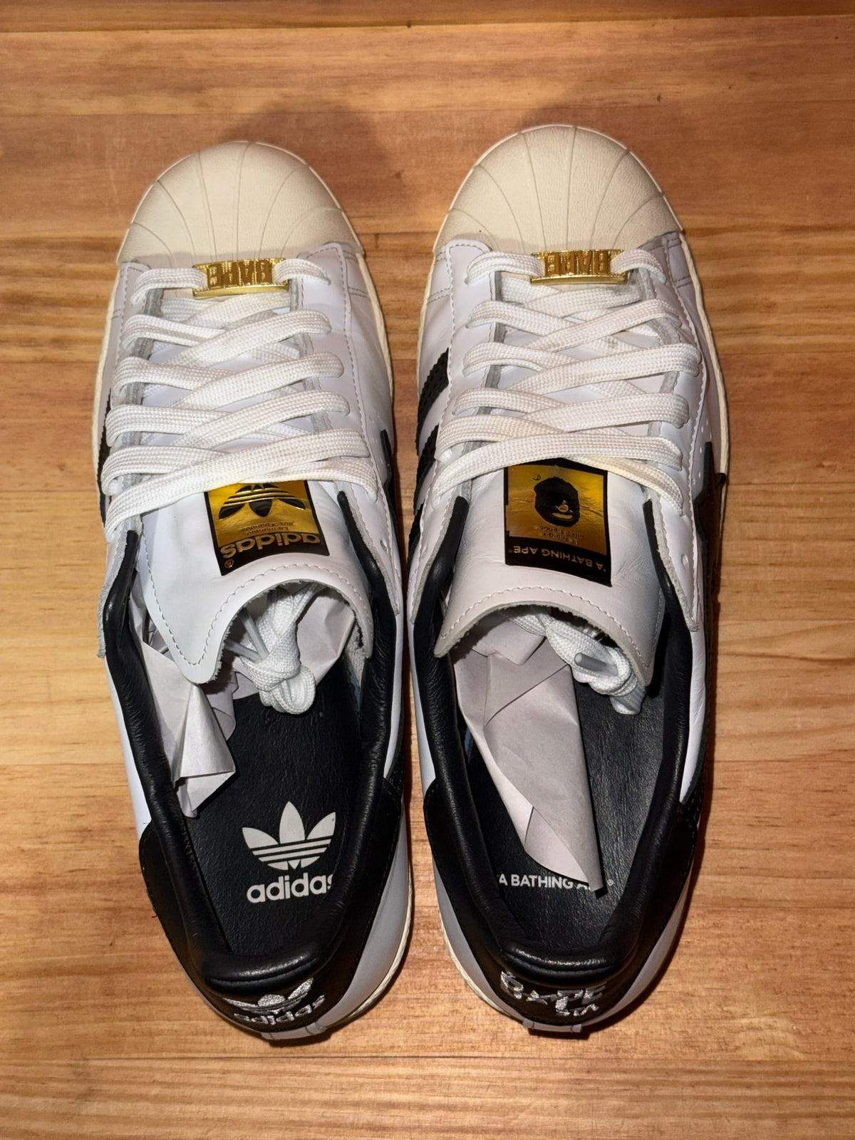 adidas Superstar 80s Bape White Black - Size 9