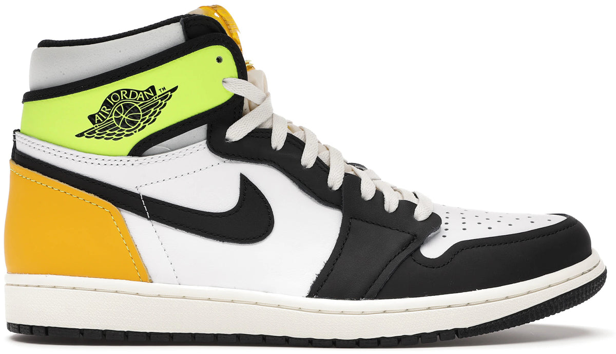 Jordan 1 Retro High White Black Volt University Gold