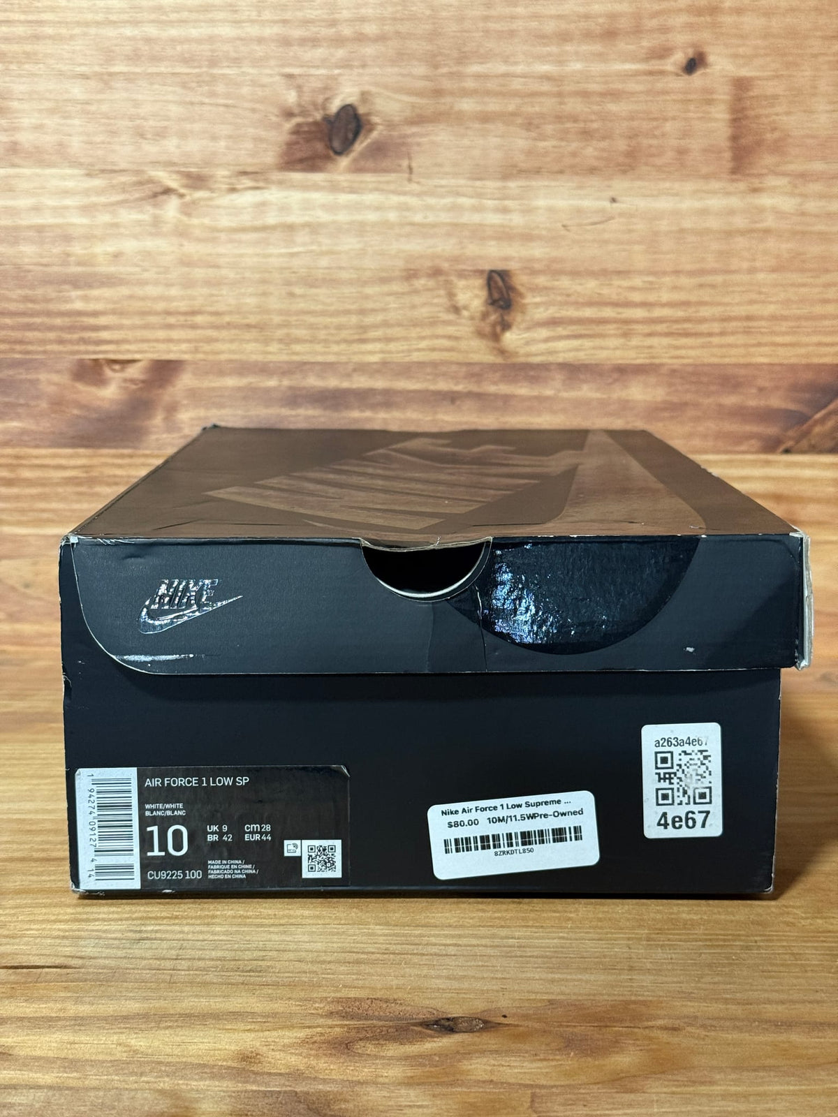 Nike Air Force 1 Low Supreme White - Size 10