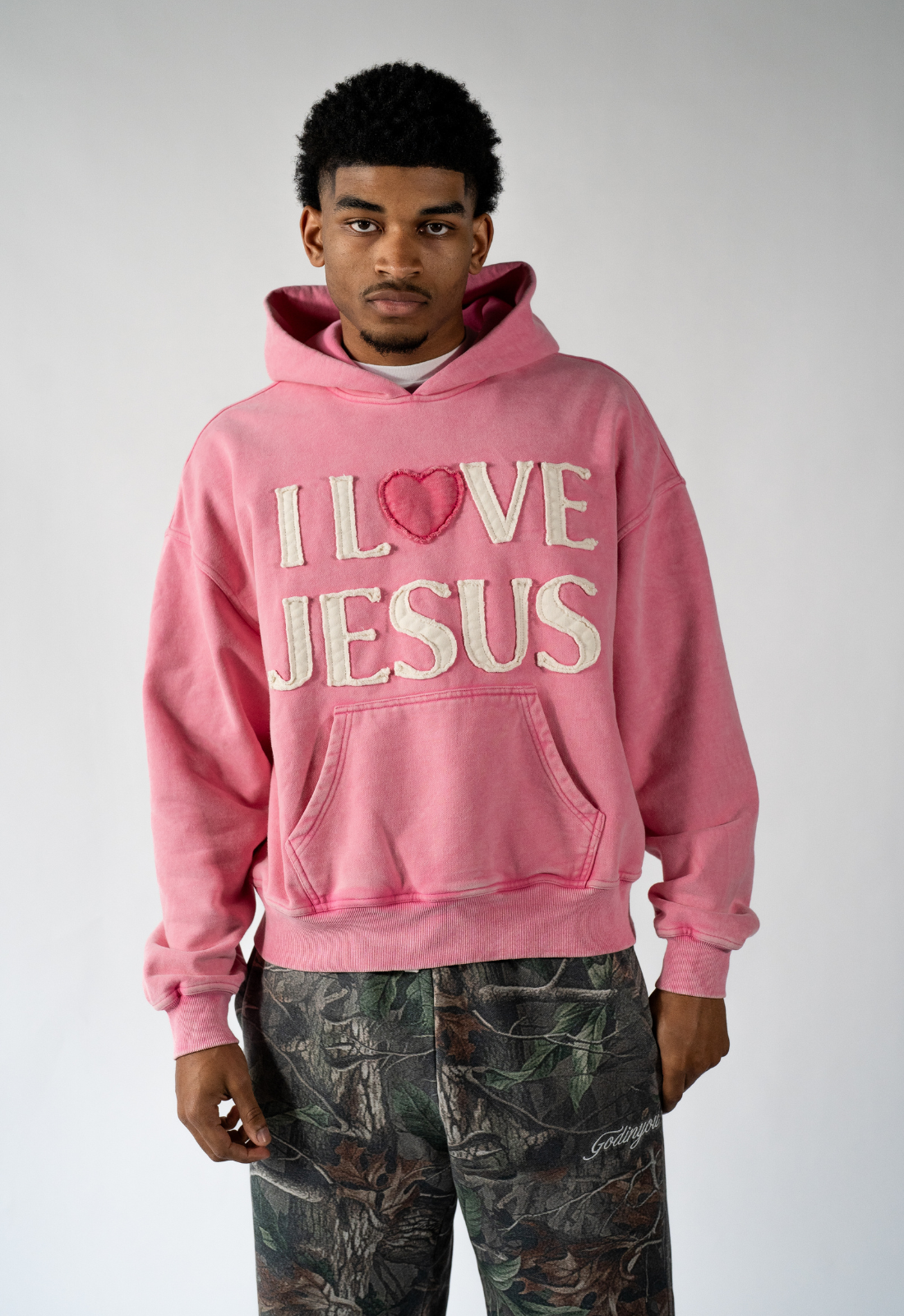 "I LOVE JESUS" HOODIE (PINK)
