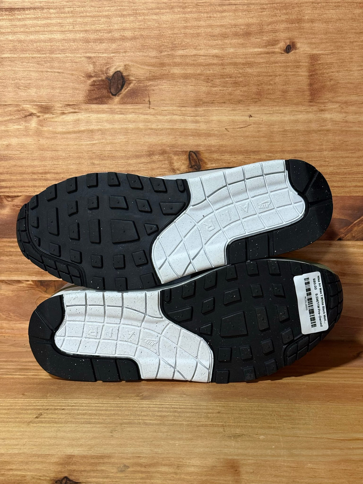 Nike Air Max 1 White Black Medium Olive - Size 9.5