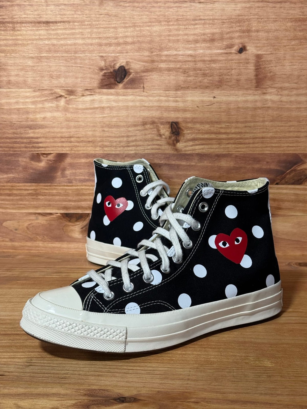 Converse Chuck Taylor All Star 70 Hi Comme des Garcons PLAY Polka Dot Black - Size 8.5