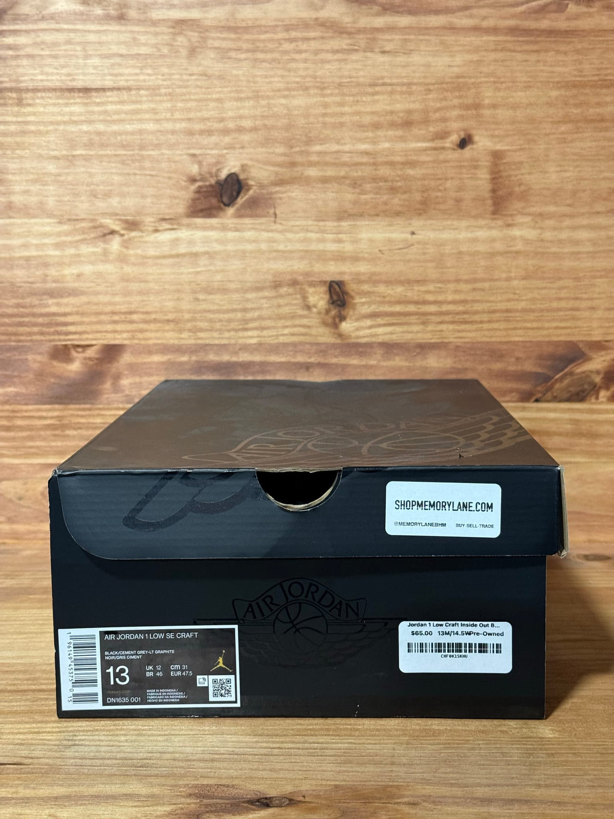 Jordan 1 Low Craft Inside Out Black - Size 13