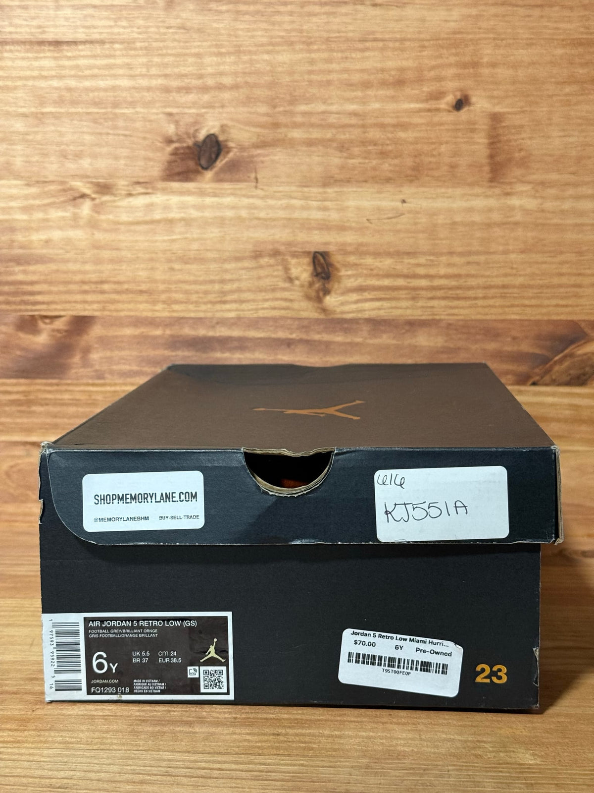 Jordan 5 Retro Low Miami Hurricanes (GS) - Size 6Y