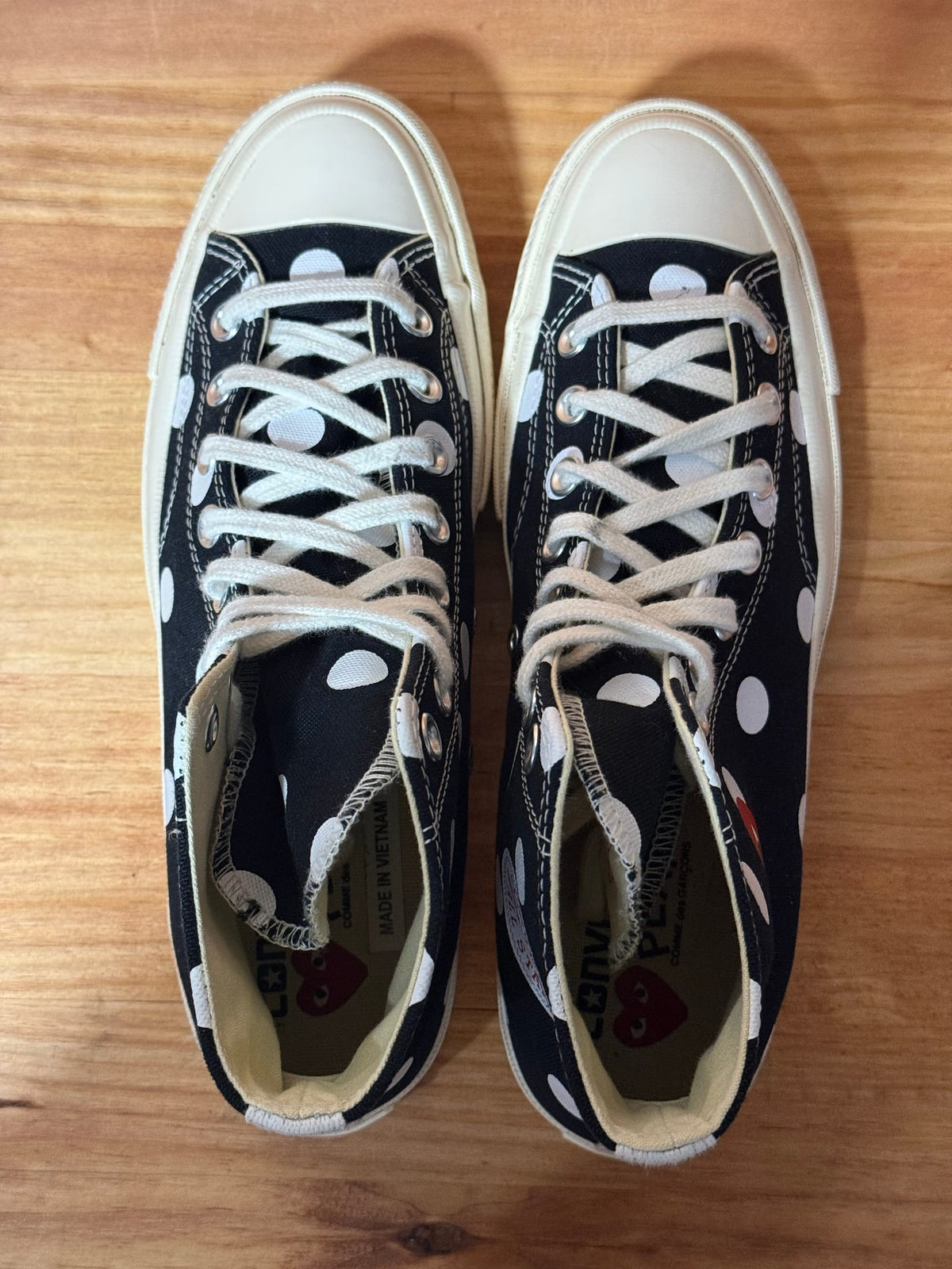 Converse Chuck Taylor All Star 70 Hi Comme des Garcons PLAY Polka Dot Black - Size 8.5