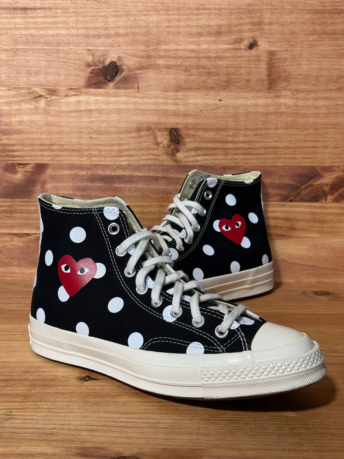 Converse Chuck Taylor All Star 70 Hi Comme des Garcons PLAY Polka Dot Black - Size 8.5