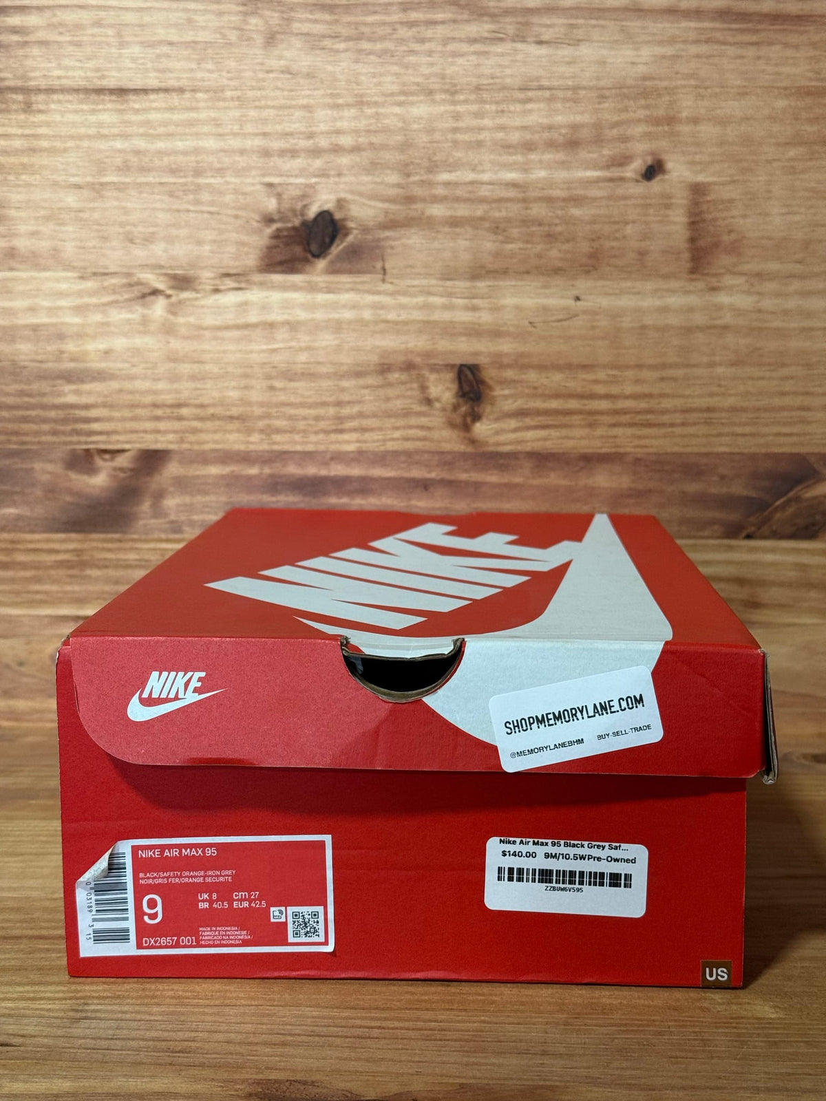 Nike Air Max 95 Black Grey Safety Orange - Size 9