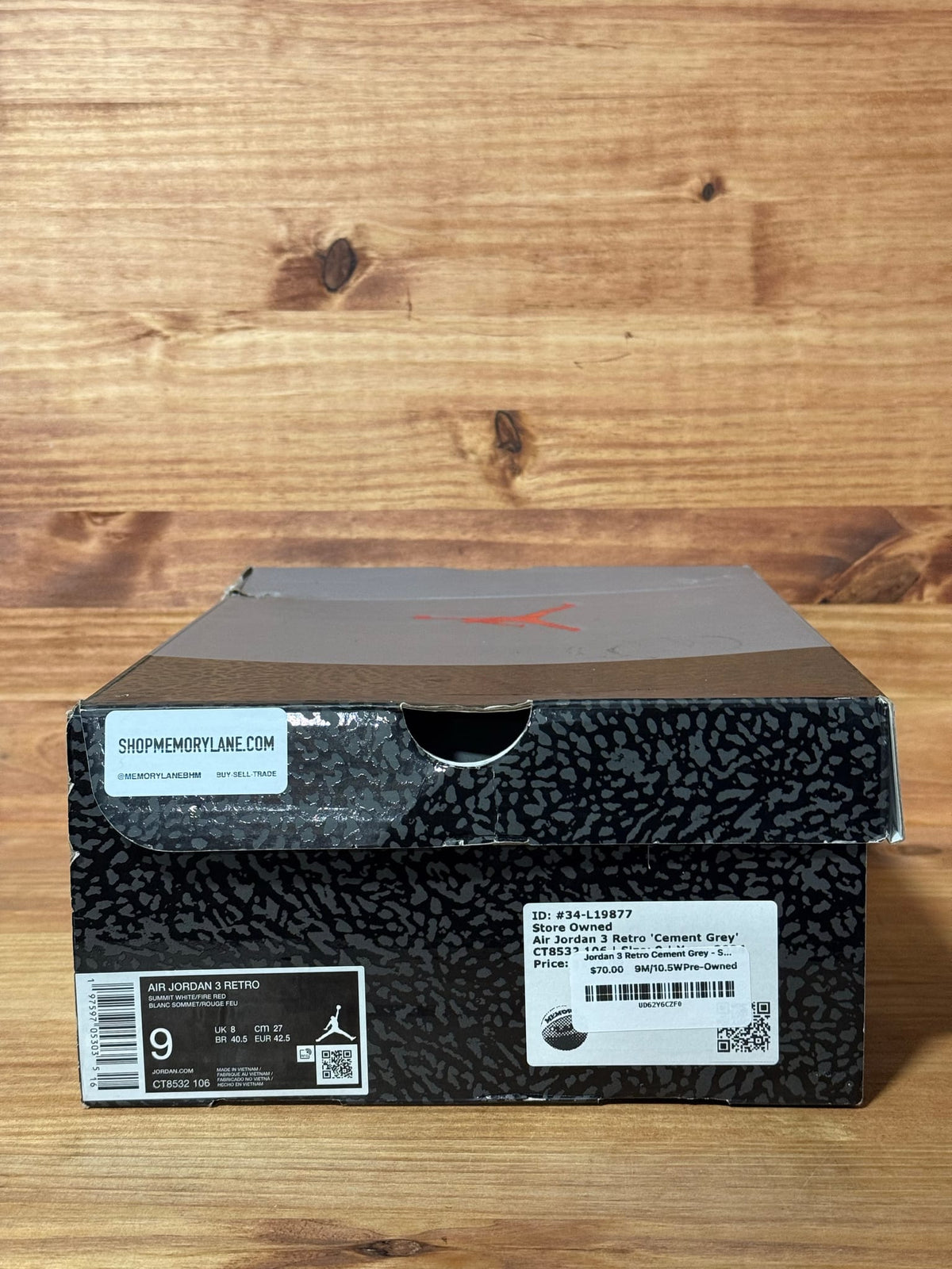 Jordan 3 Retro Cement Grey - Size 9