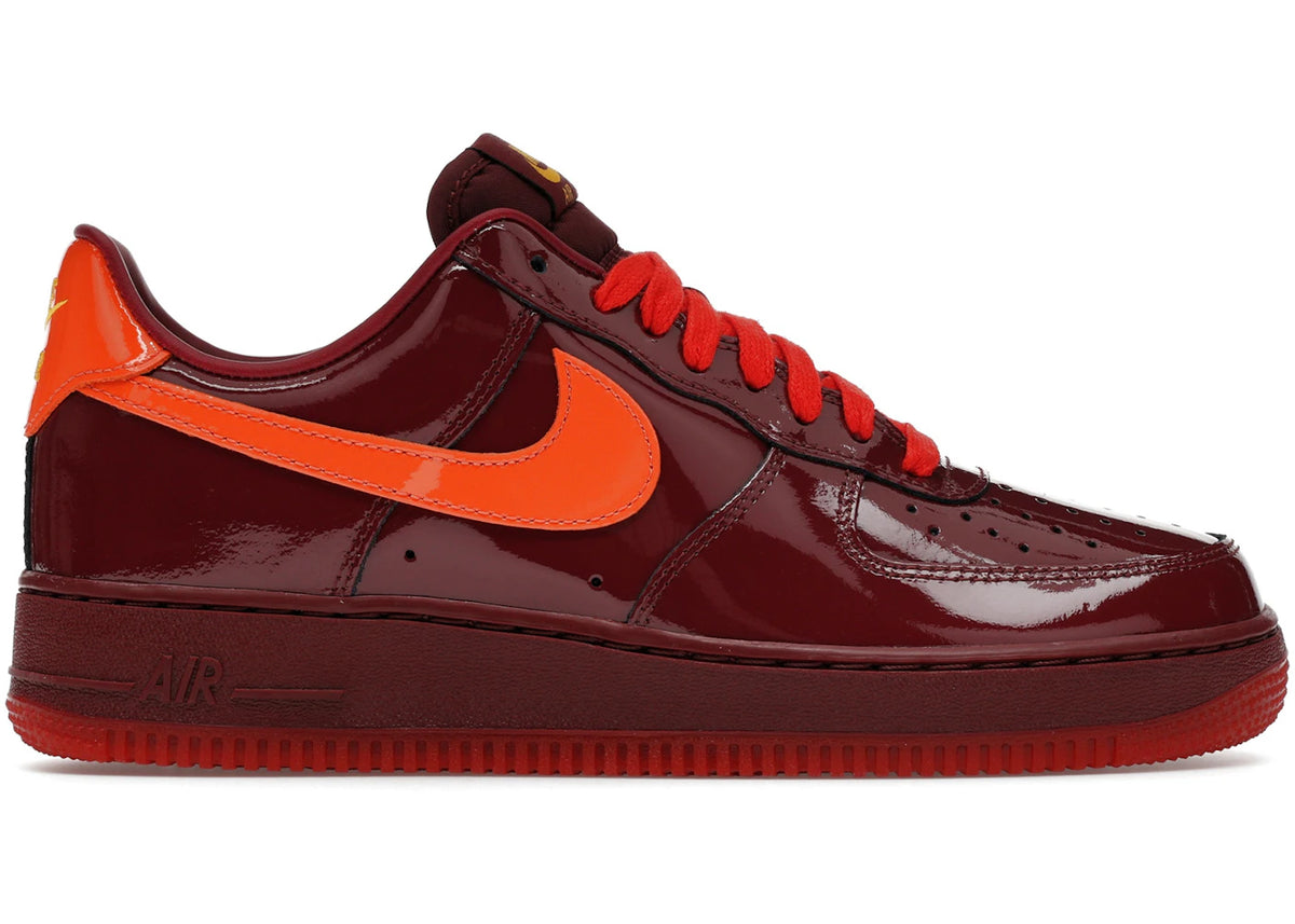 Nike Air Force 1 Low Patent Leather Dark Team Red Safety Orange - Size 8