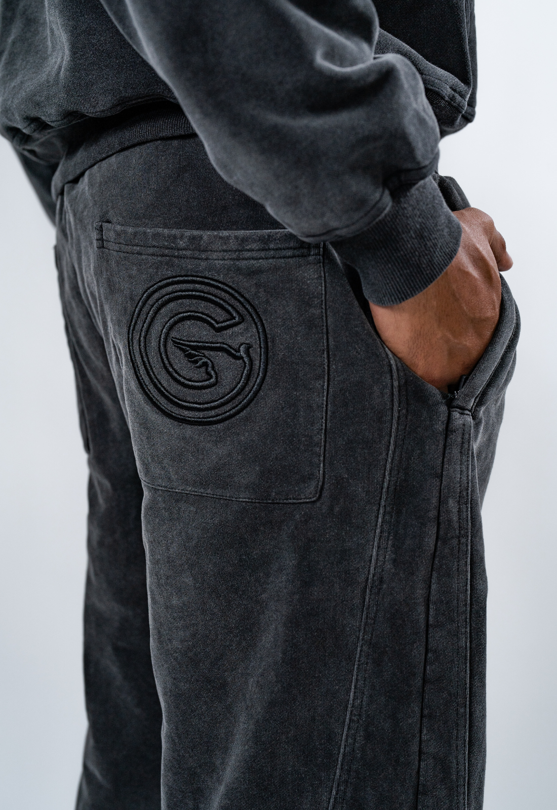 "WASHED" BLACK SWEATPANTS