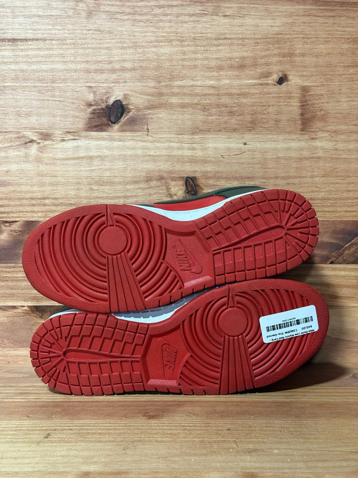 Nike Dunk Low Mystic Red Cargo Khaki - Size 7.5
