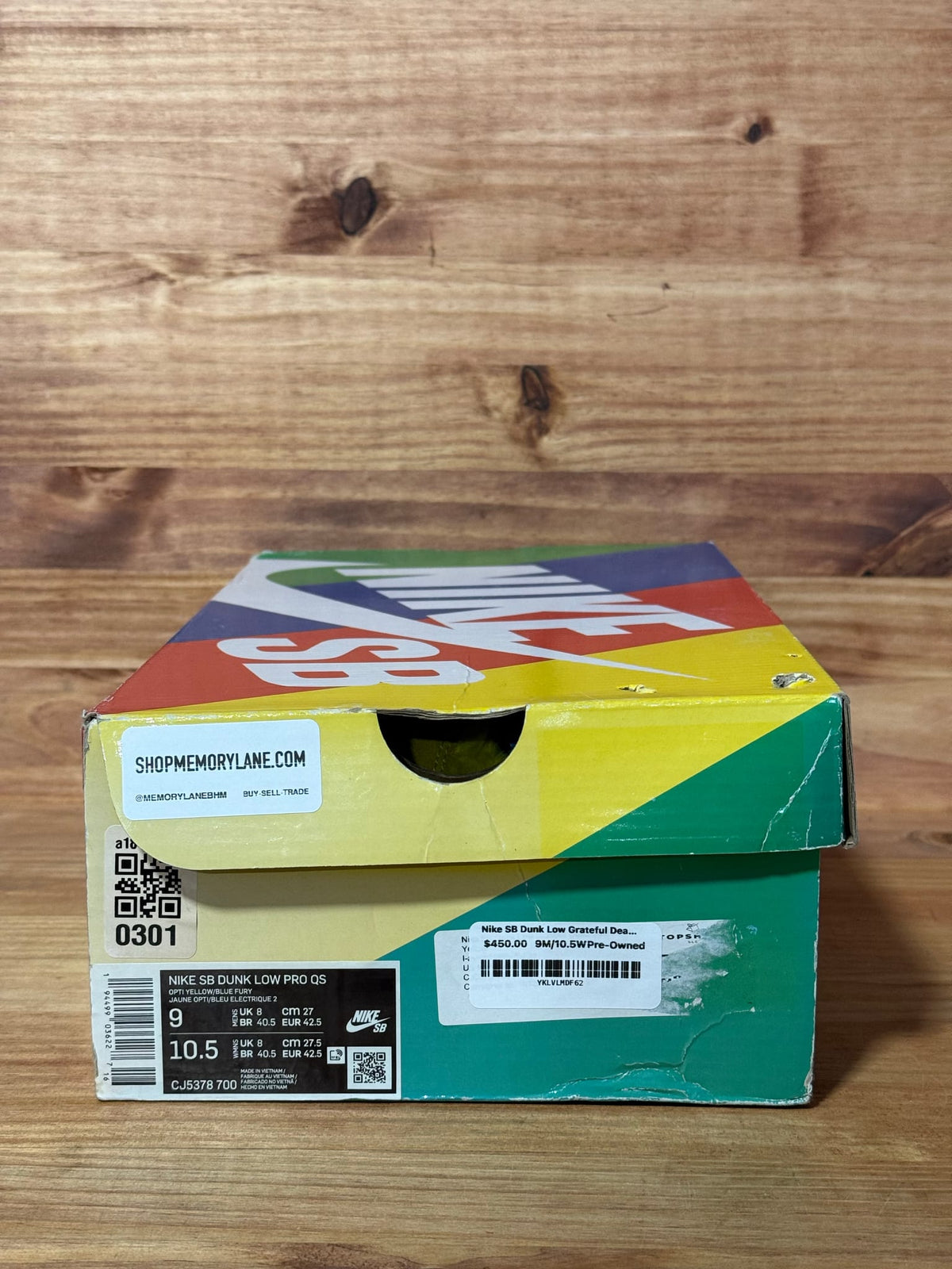 Nike SB Dunk Low Grateful Dead Bears Opti Yellow - Size 9