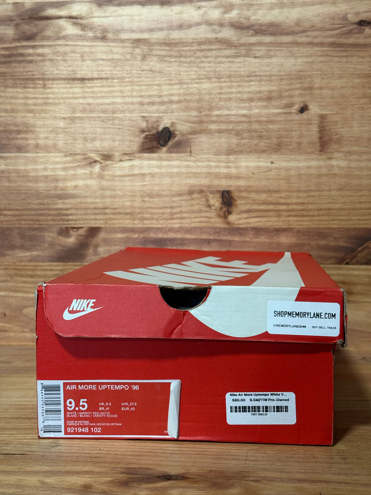 Nike Air More Uptempo White Varsity Red Outline