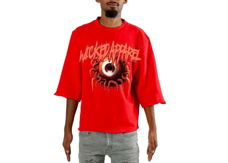 Wicked Eye Cropped Crew Red Memory Lane