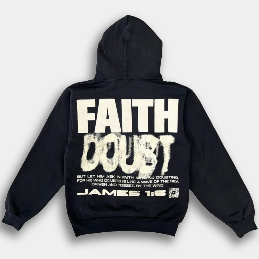 FAITH DISSOLVES DOUBT HOODIE (OFF BLACK) **PUFF PRINT**