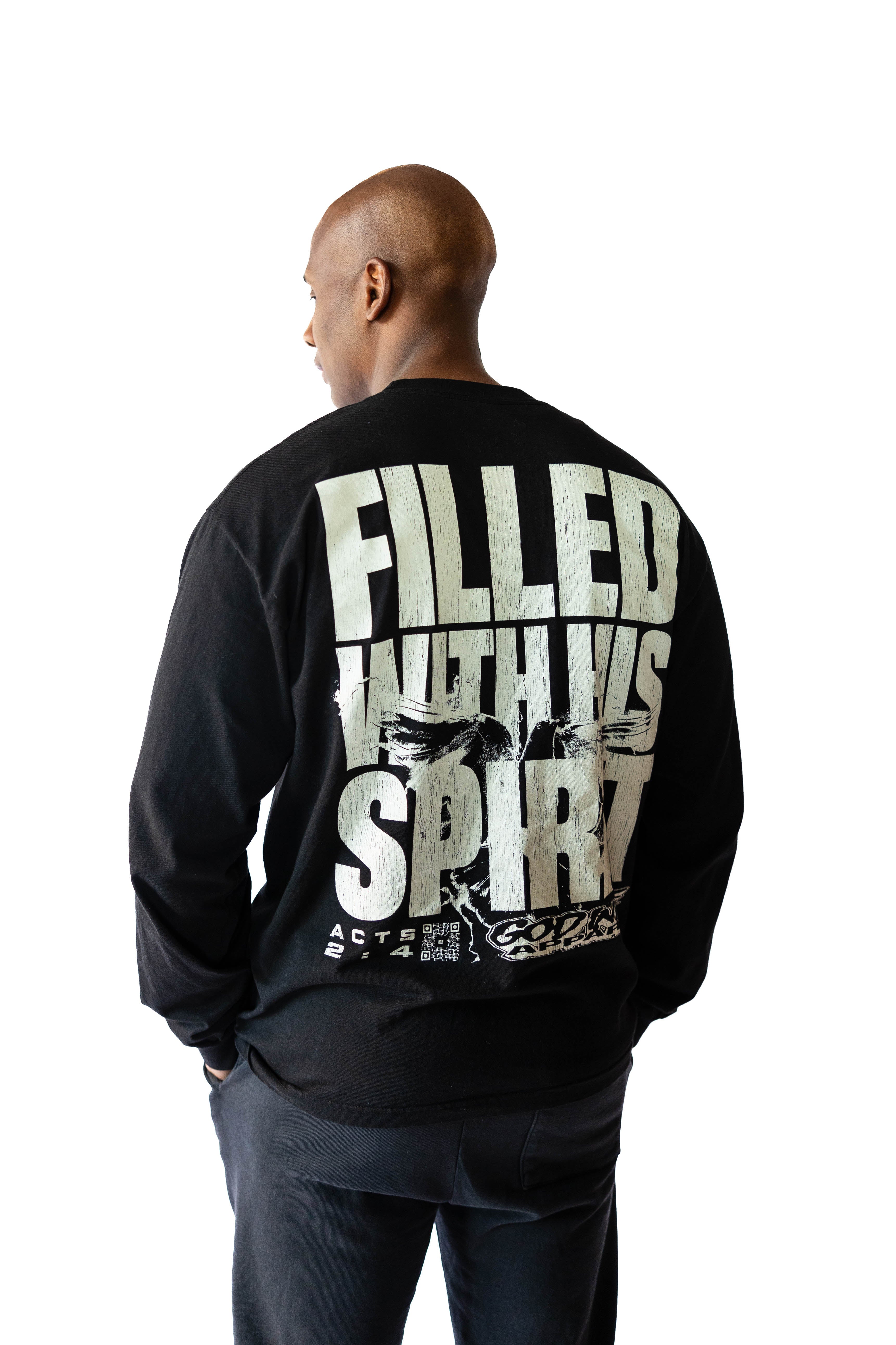 WASHED AND FILLED L/S TEE (BLACK)