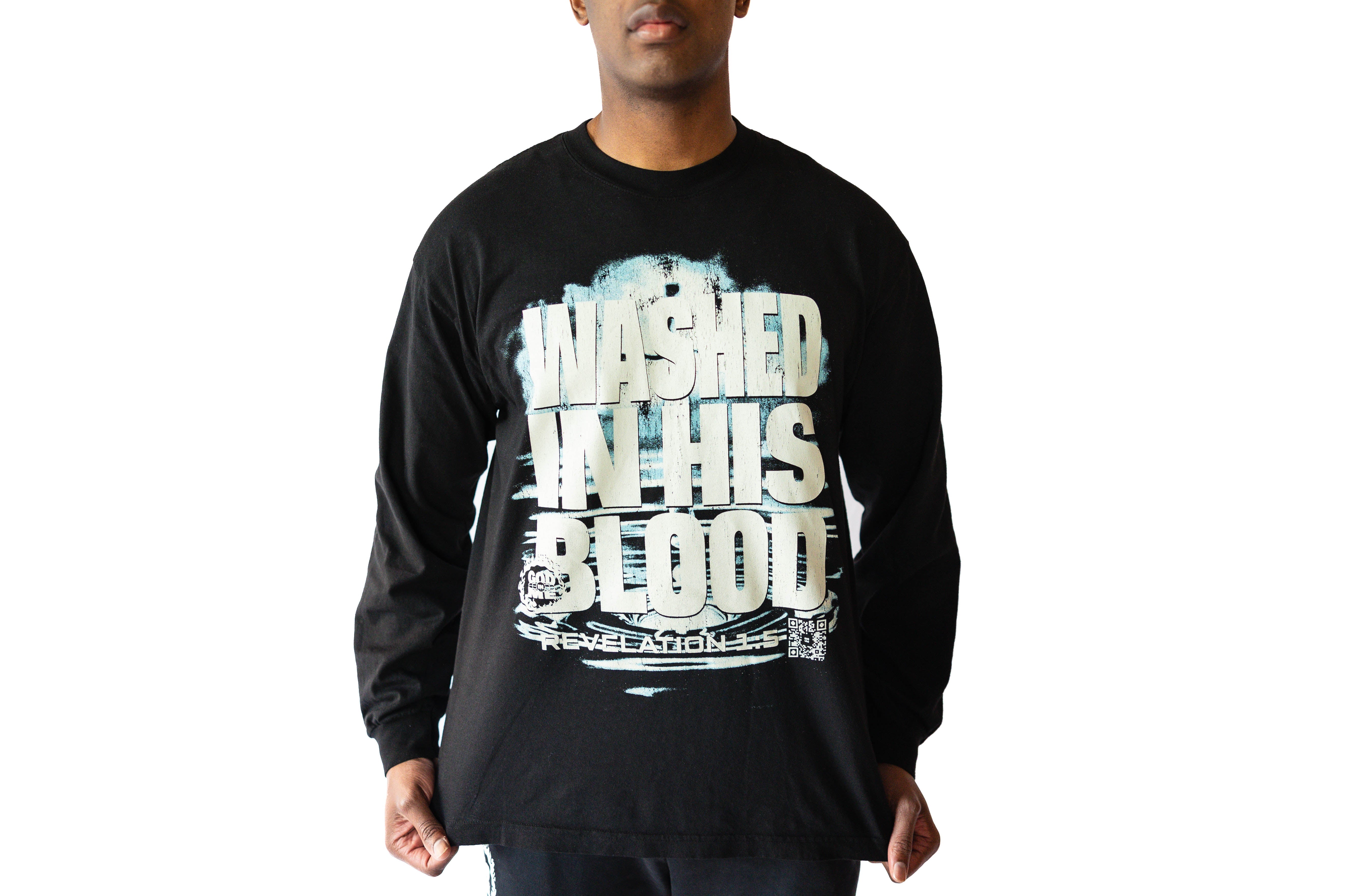 WASHED AND FILLED L/S TEE (BLACK)