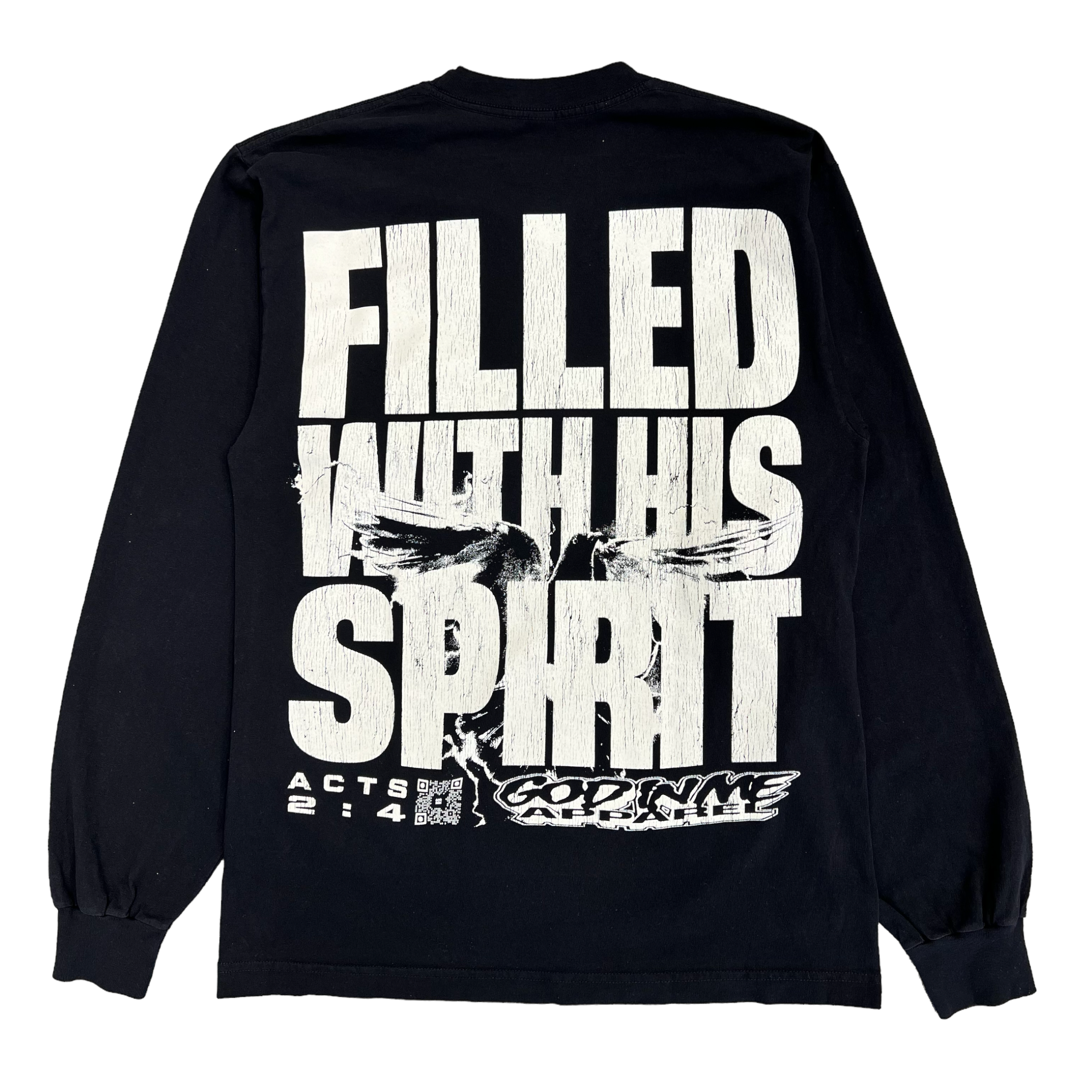 WASHED AND FILLED L/S TEE (BLACK)