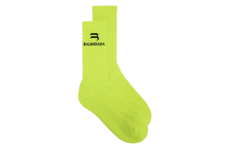 Balenciaga Sporty B Tennis Socks Neon