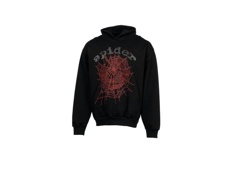 Sp5der Rhinestone Hoodie Black