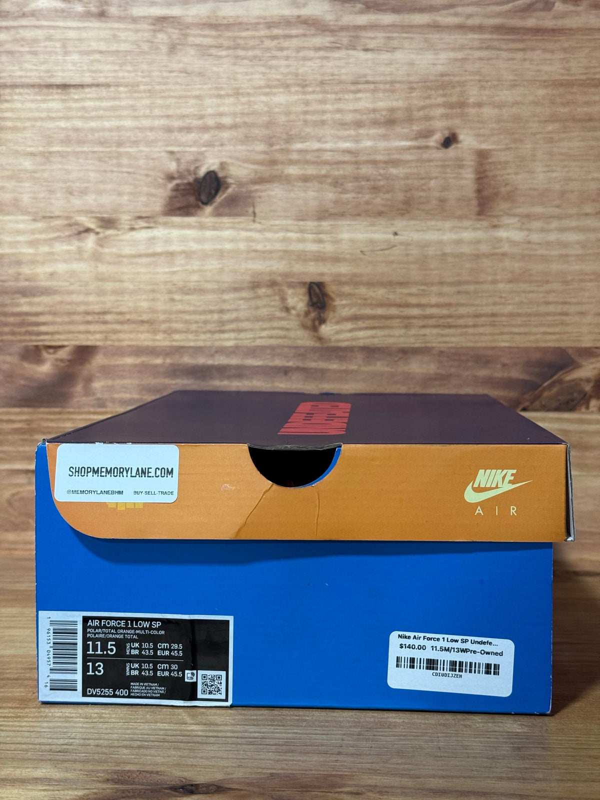Nike Air Force 1 Low SP Undefeated Multi-Patent Total Orange - Size 11.5