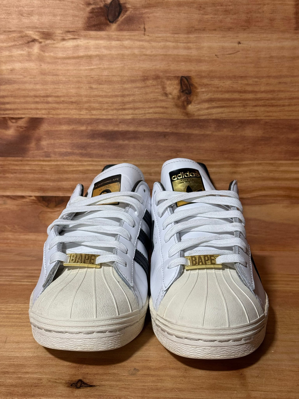 adidas Superstar 80s Bape White Black - Size 9