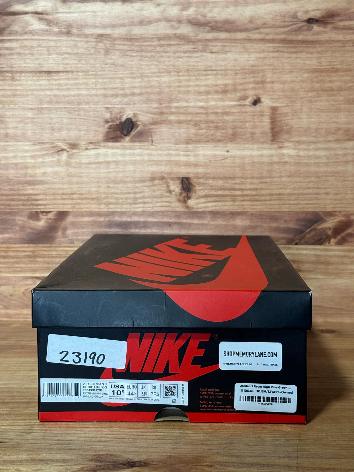 Jordan 1 Retro High Pine Green Black - Size 10.5