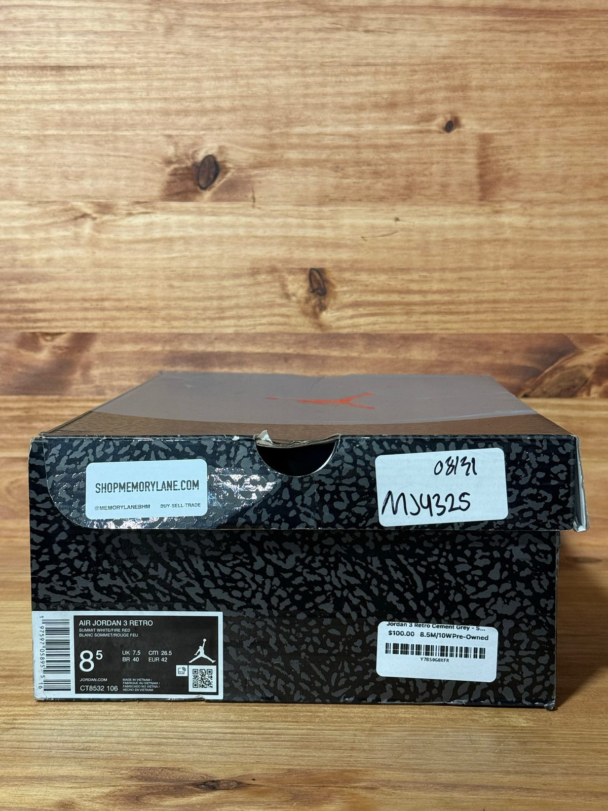 Jordan 3 Retro Cement Grey - Size 8.5