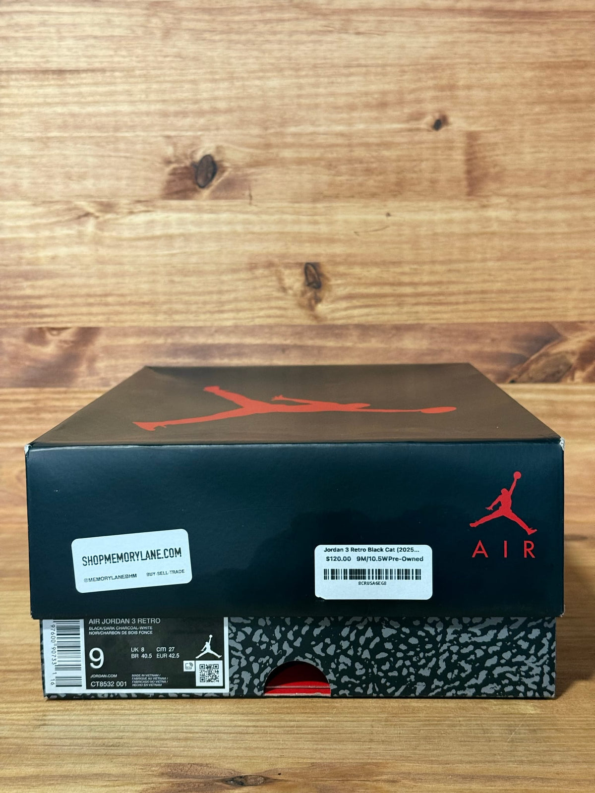 Jordan 3 Retro Black Cat (2025) - Size 9