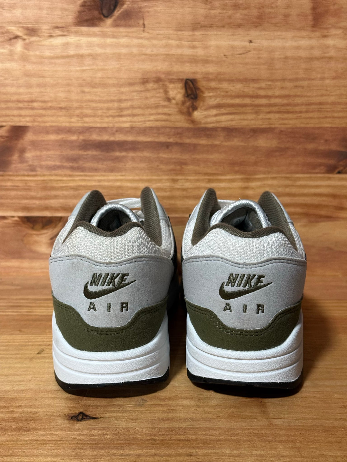 Nike Air Max 1 White Black Medium Olive - Size 9.5