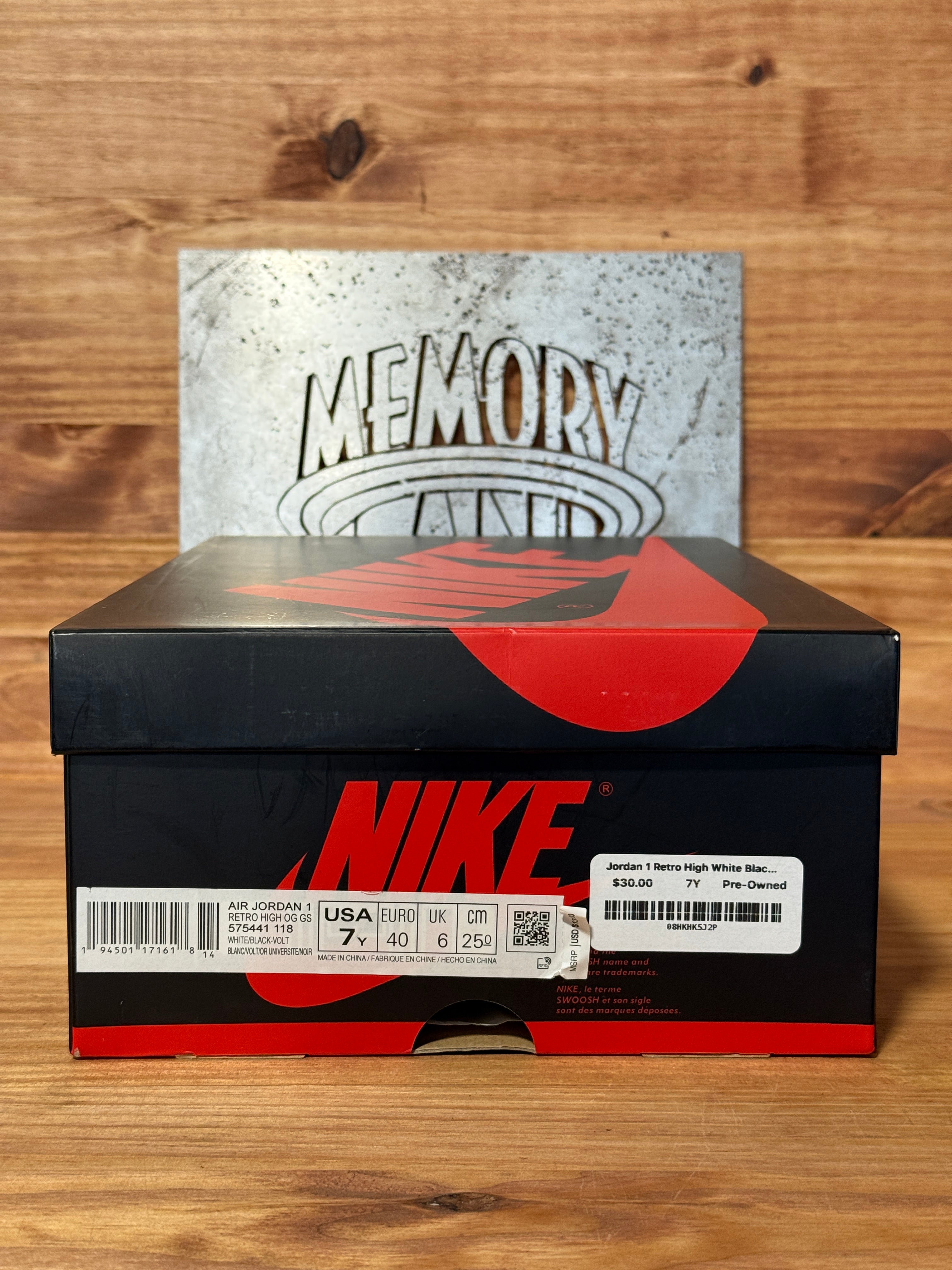 Jordan 1 Retro High White Black Volt University Gold (GS)