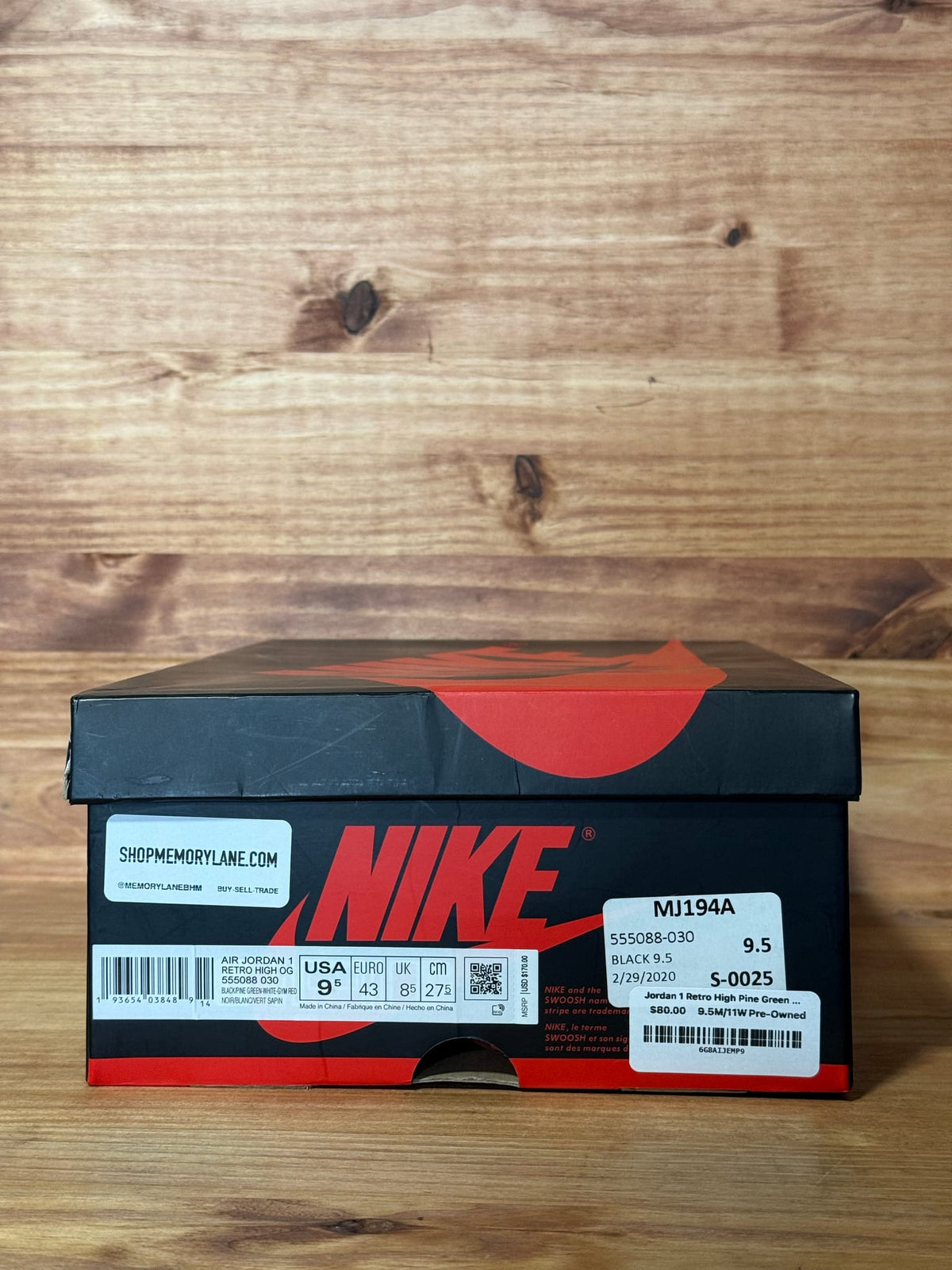 Jordan 1 Retro High Pine Green Black - Size 9.5