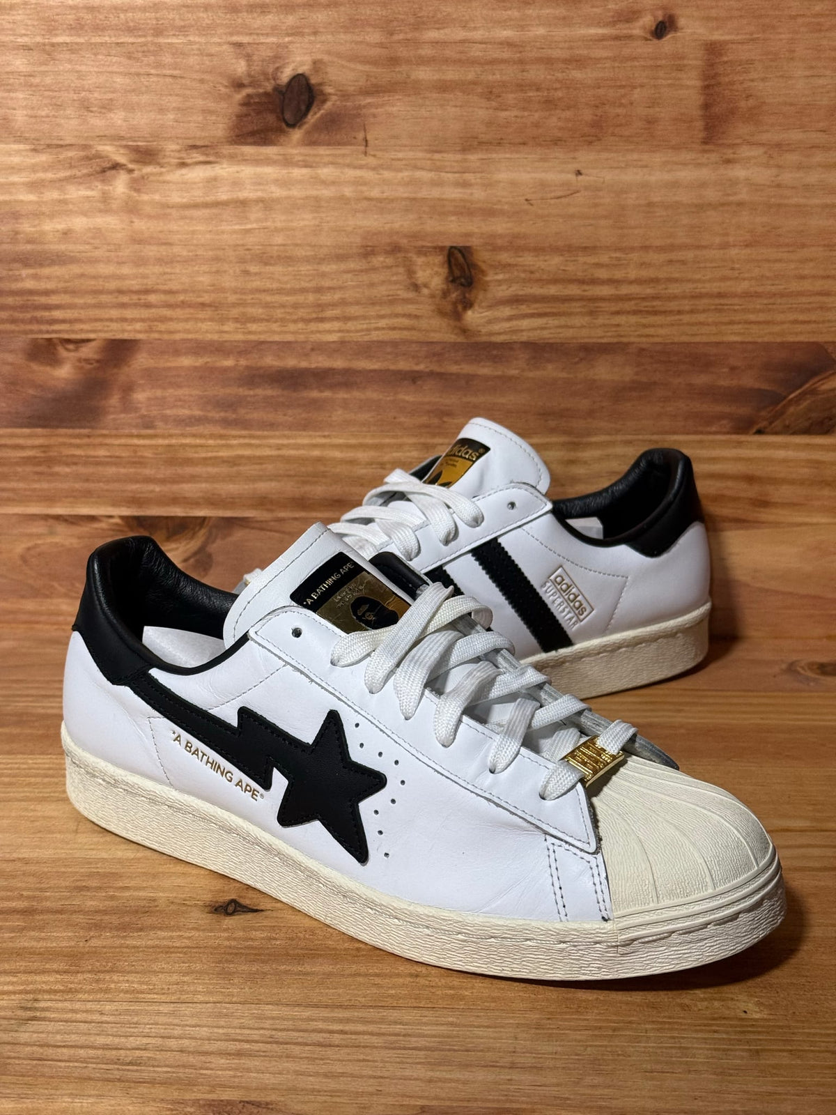adidas Superstar 80s Bape White Black - Size 9