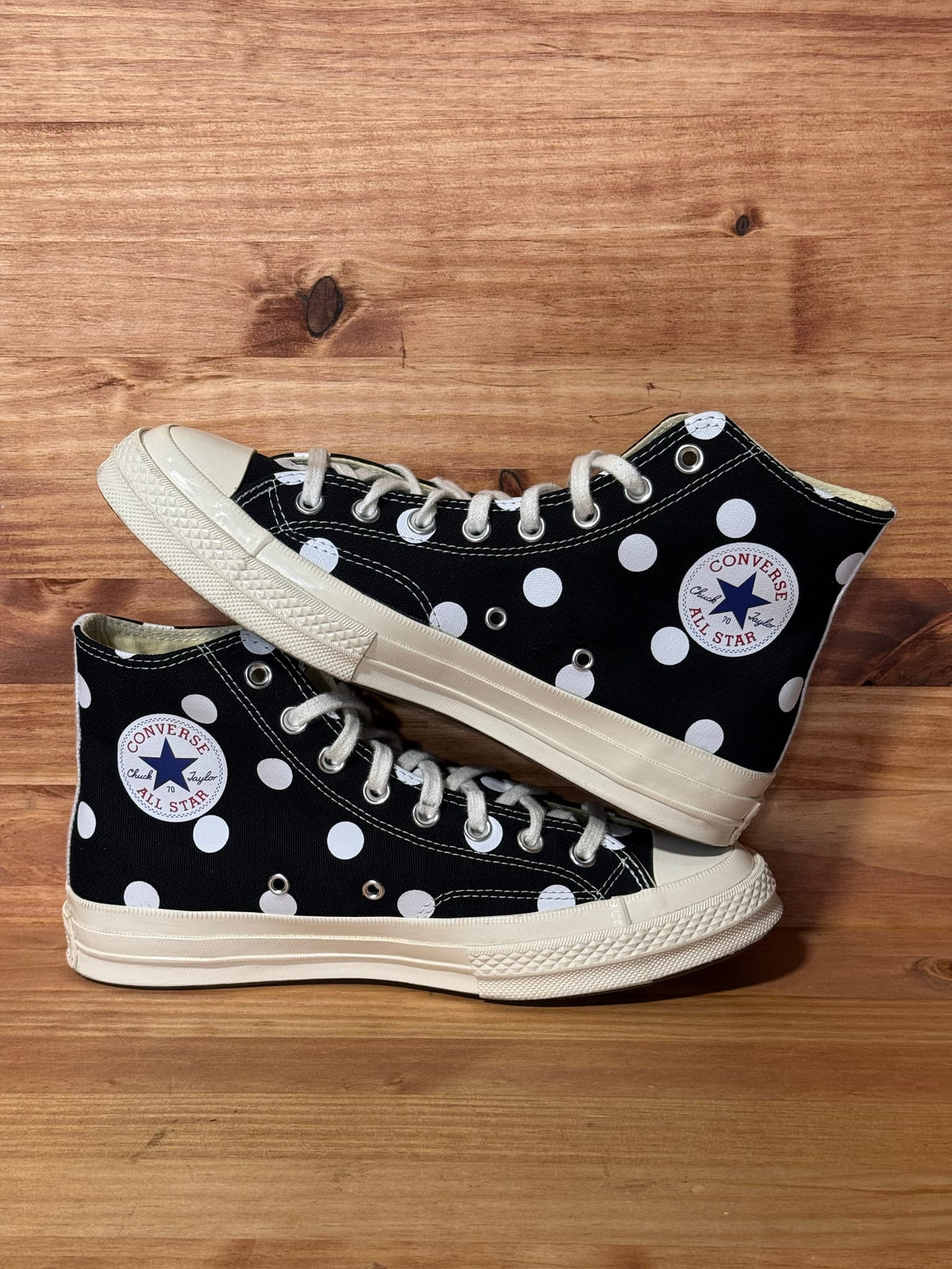 Converse Chuck Taylor All Star 70 Hi Comme des Garcons PLAY  Polka Dot Black - Size 8.5