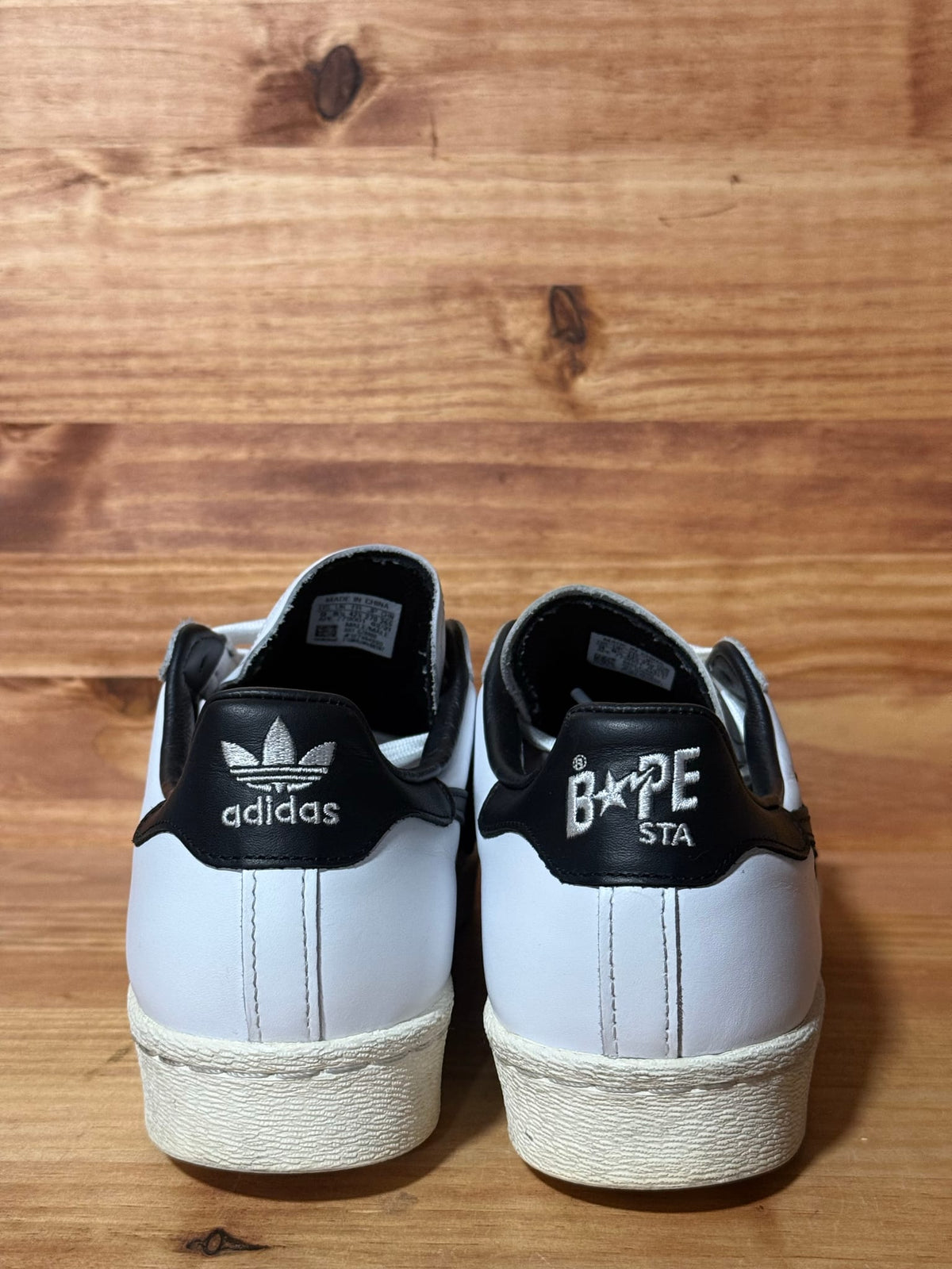 adidas Superstar 80s Bape White Black - Size 9