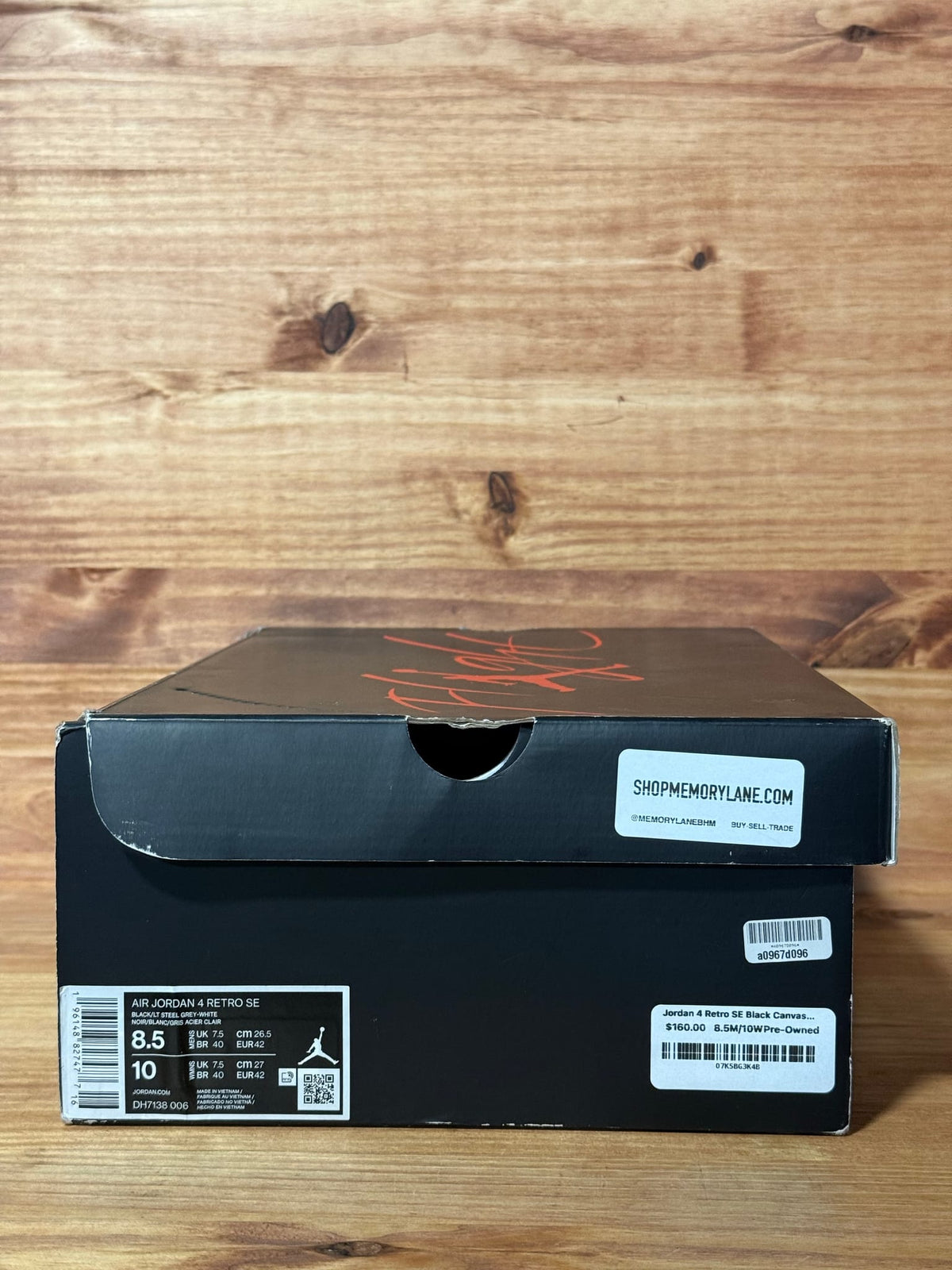 Jordan 4 Retro SE Black Canvas - Size 8.5