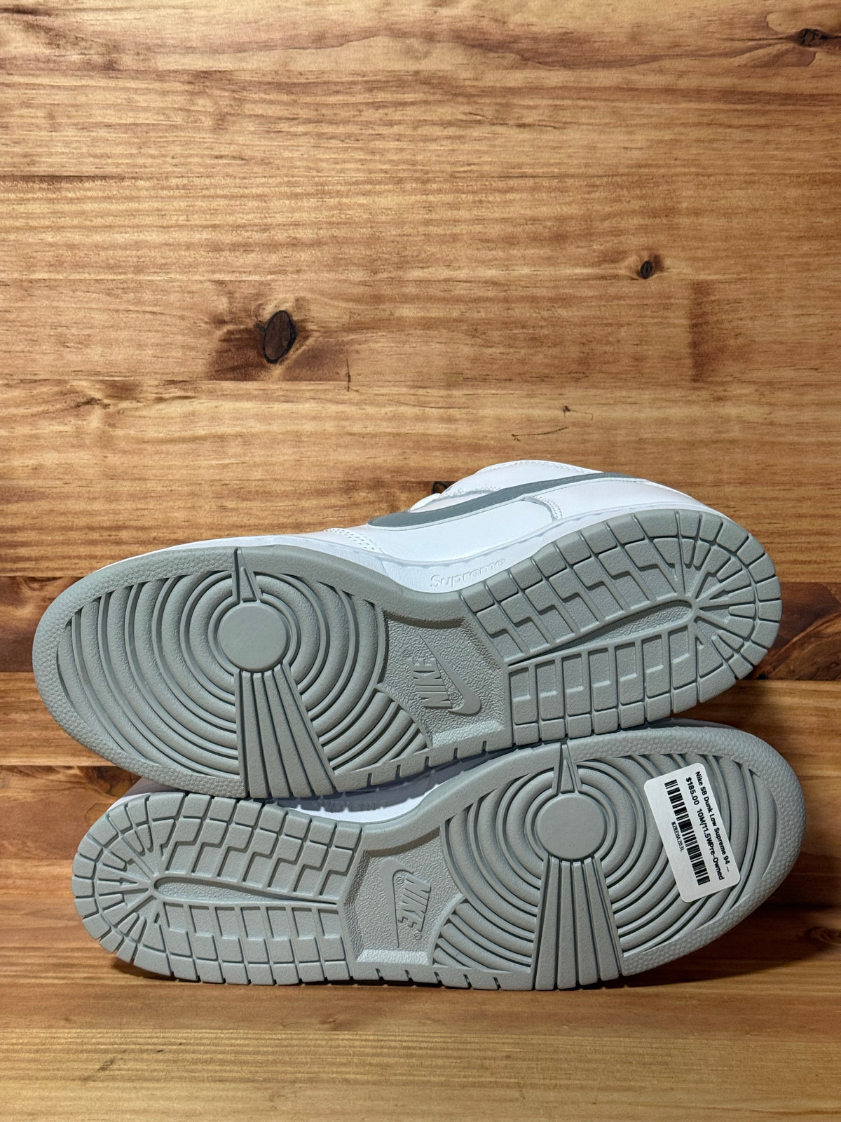 Nike SB Dunk Low Supreme 94 White Metallic Silver - Size 10