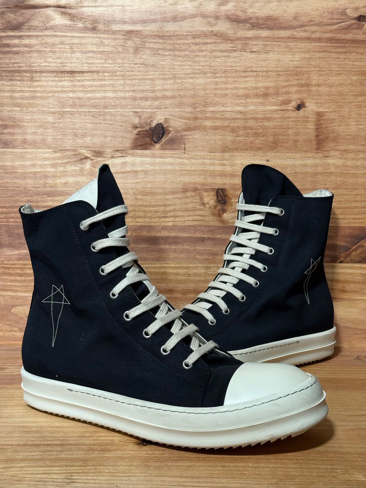 Rick Owens DRKSHDW Fogachine Hi Pentagram Embroidery Black Milk