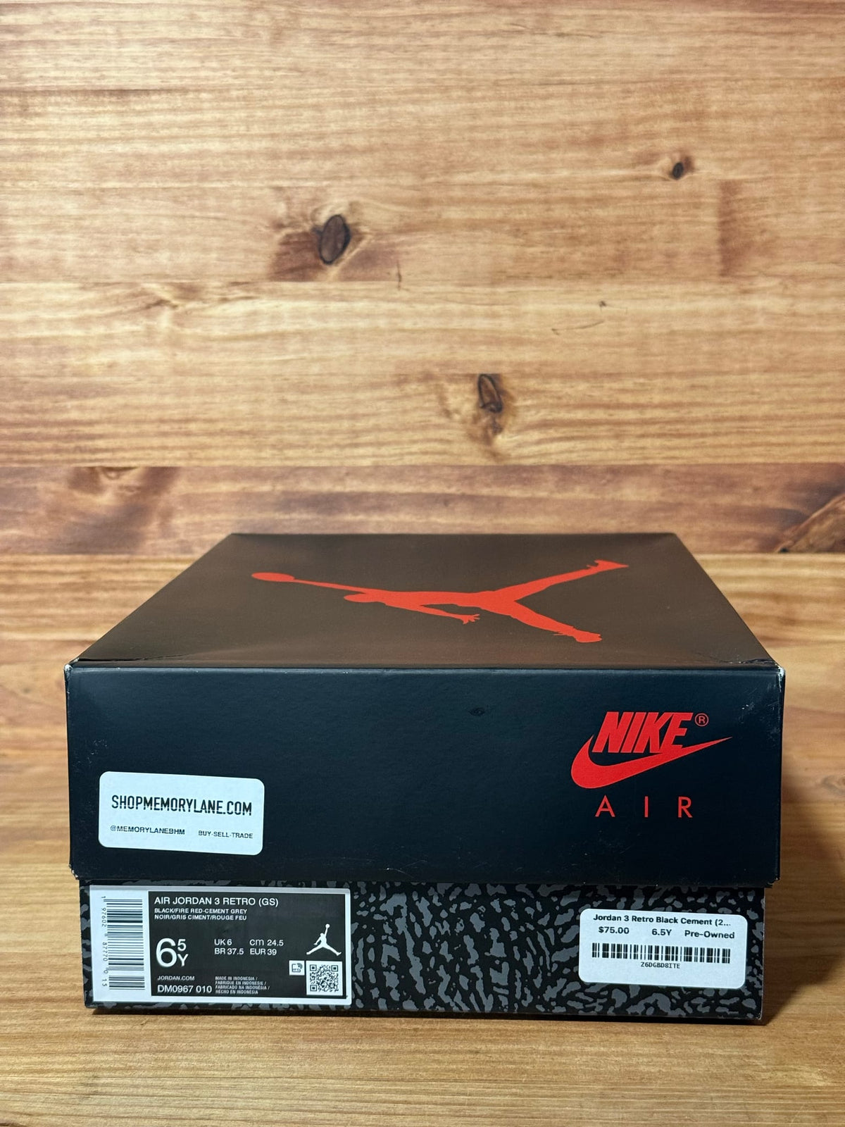 Jordan 3 Retro Black Cement (2024) (GS) - Size 6.5Y