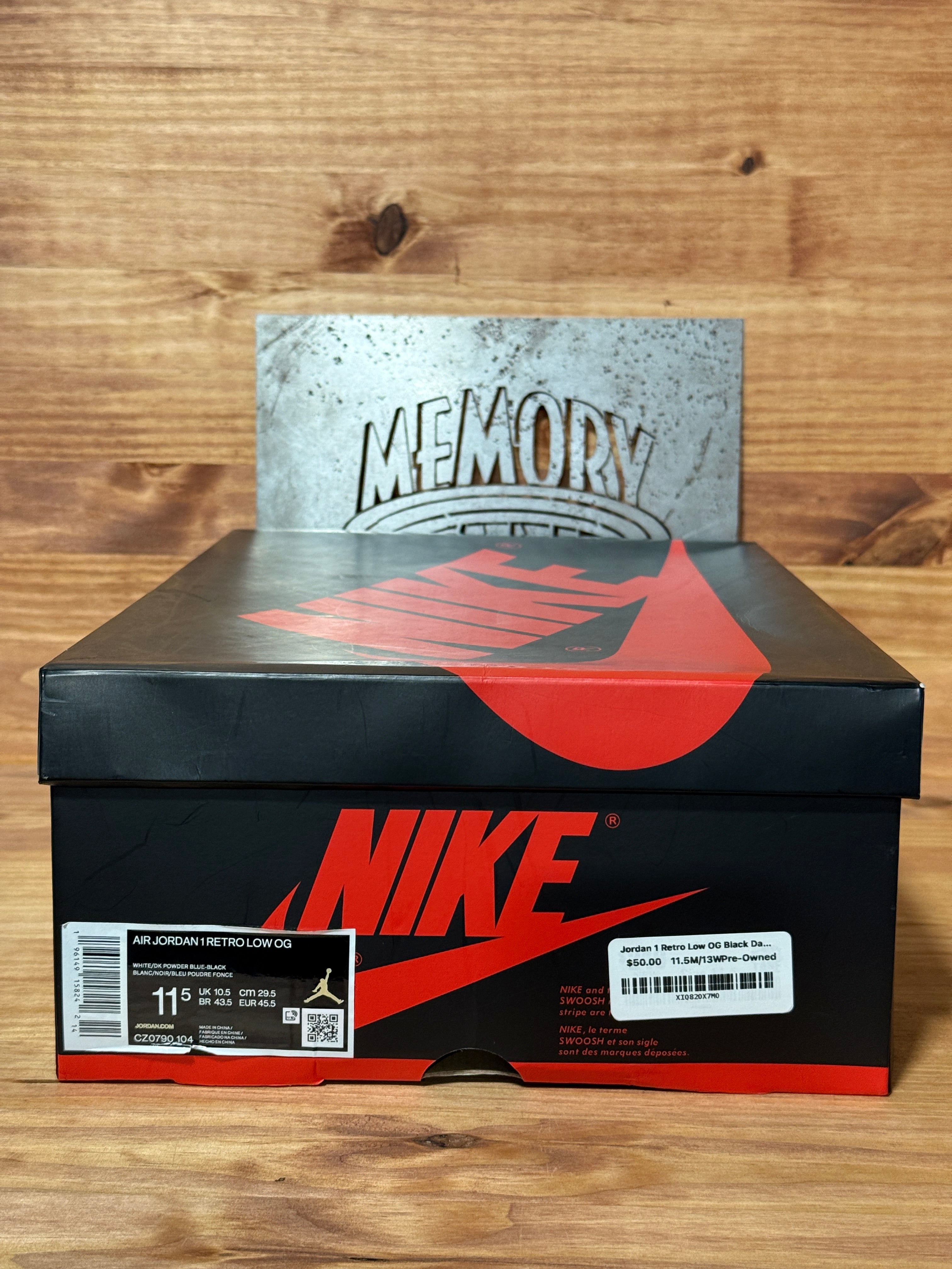 Jordan 1 Retro Low OG Black Dark Powder Blue