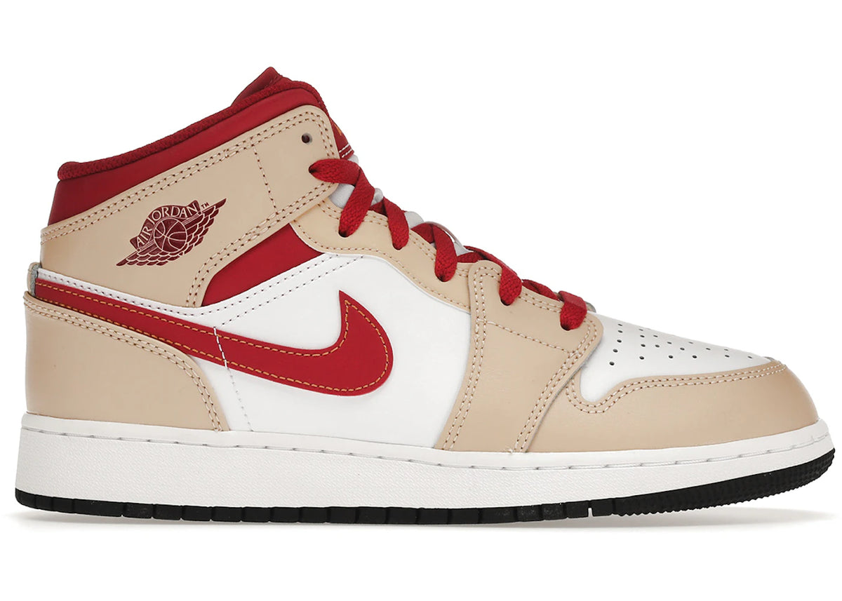 Jordan 1 Mid Light Curry Cardinal (GS) - Size 5Y