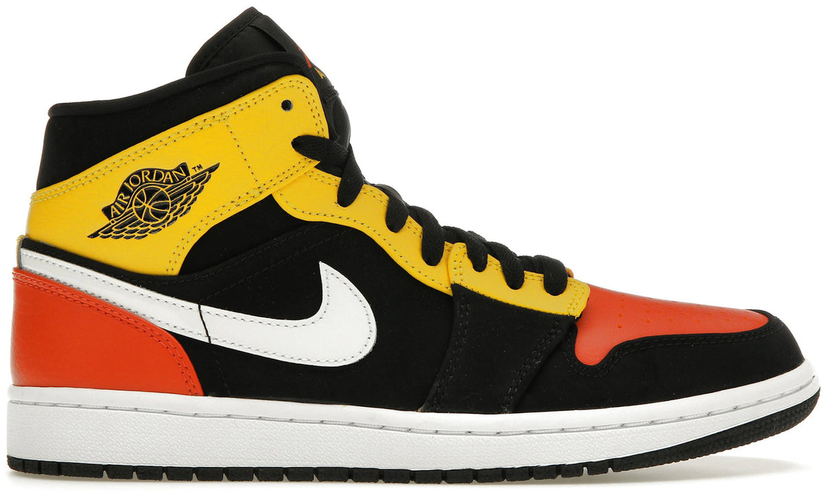 Jordan 1 Mid Black Amarillo Orange