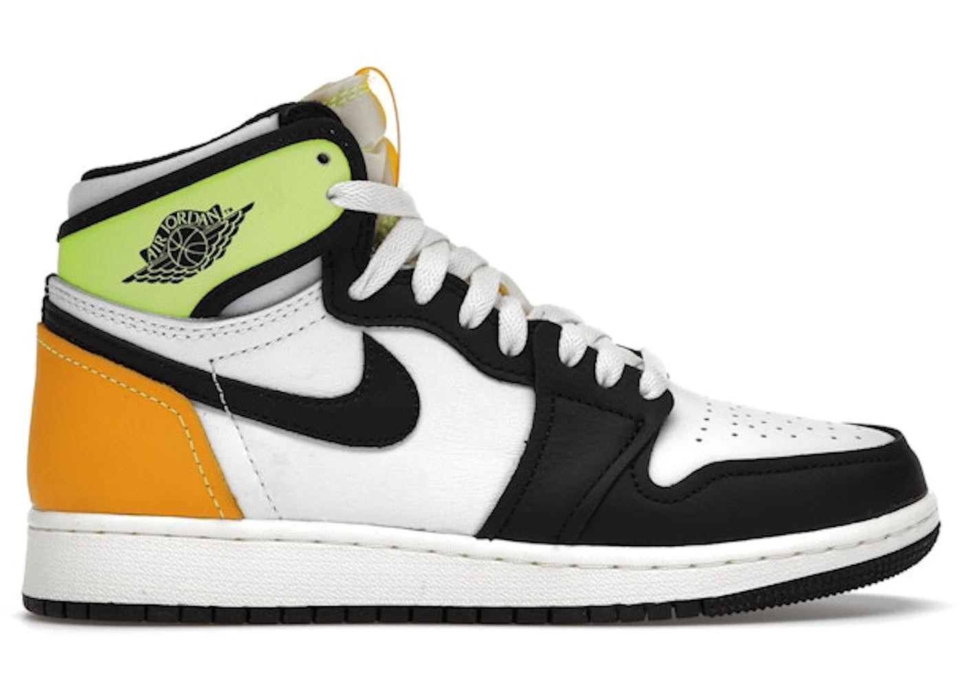 Jordan 1 Retro High White Black Volt University Gold (GS)