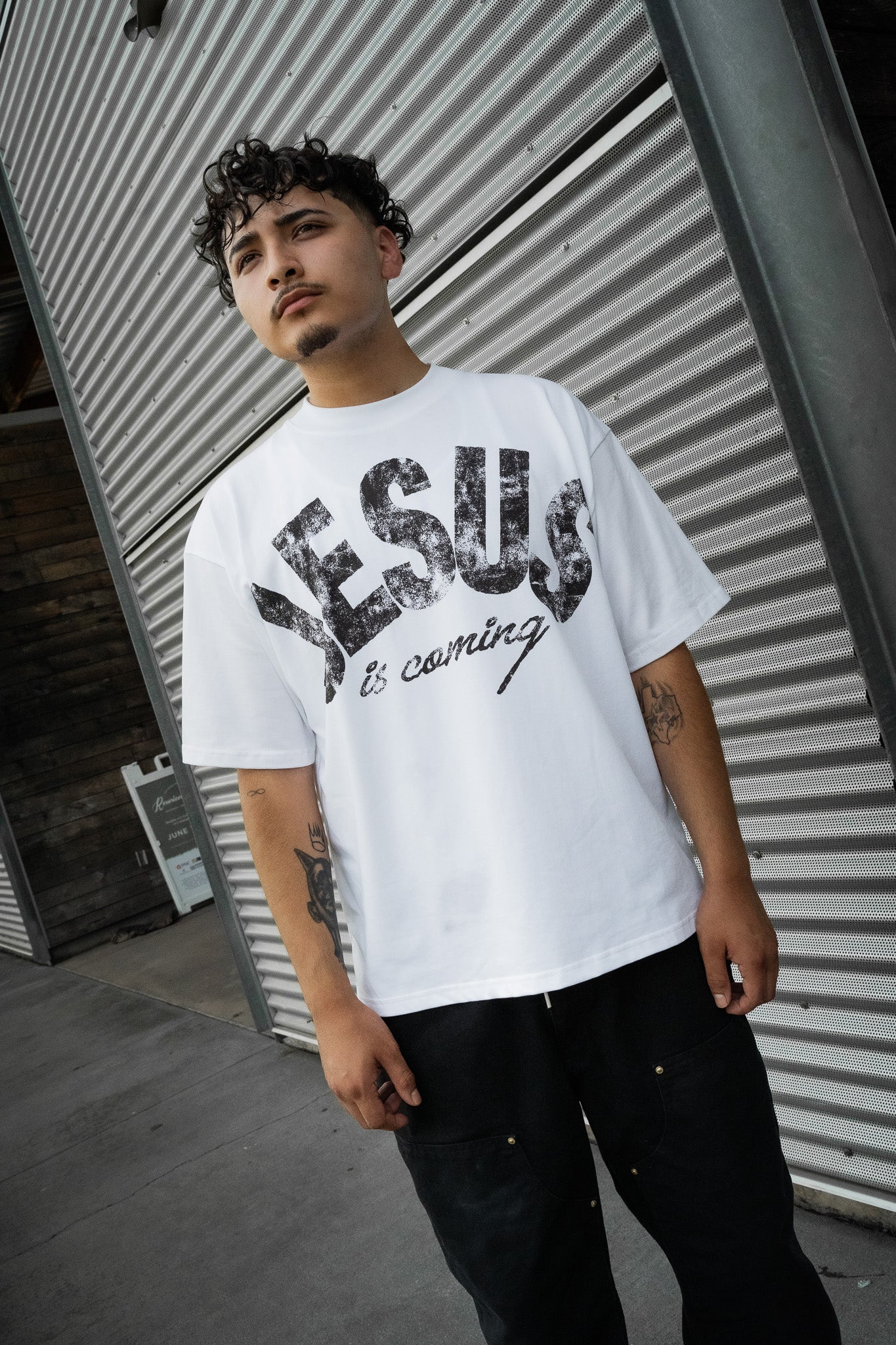 "JESUS IS COMING" BOXY TEE (OFF WHITE)