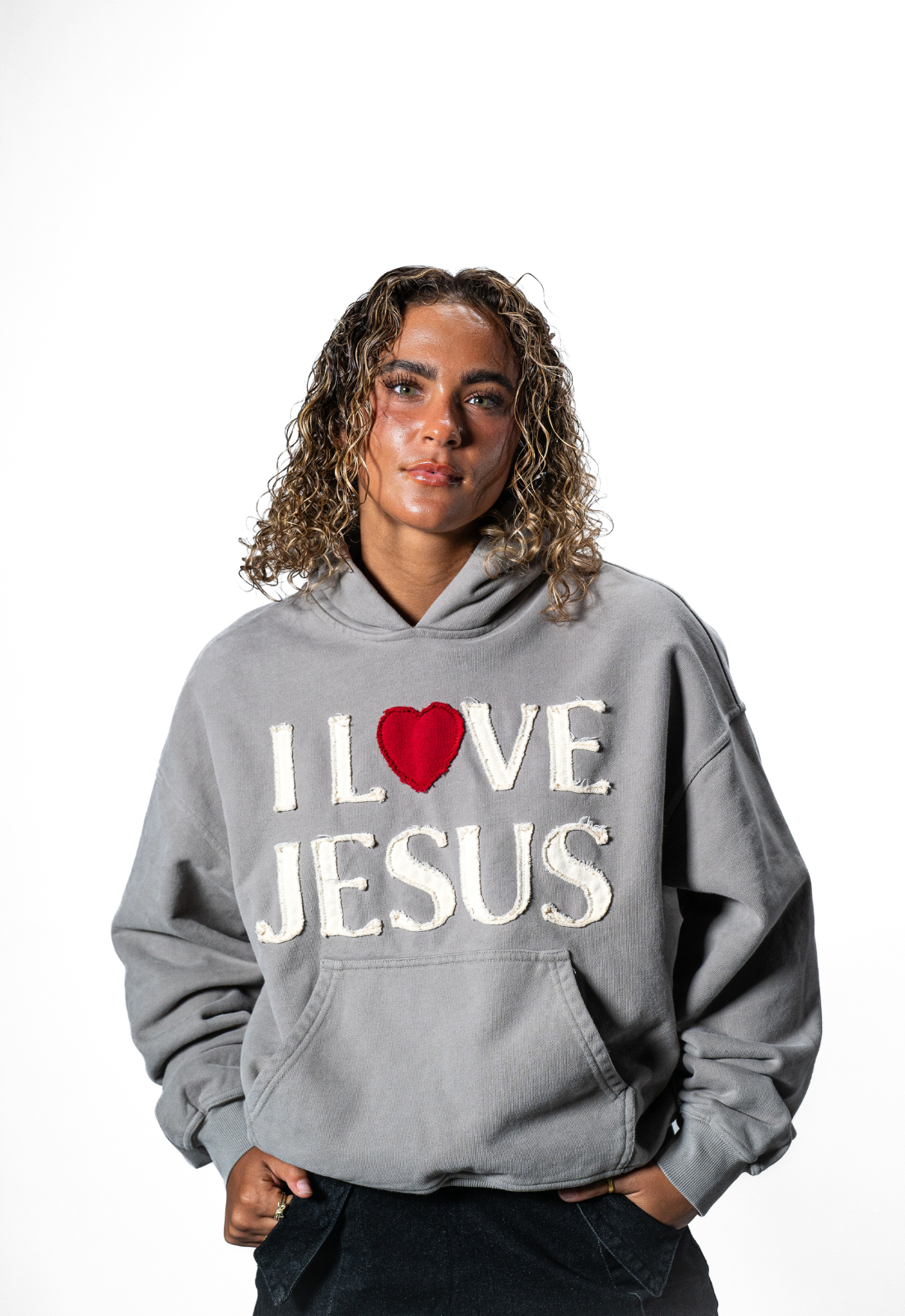"I LOVE JESUS" HOODIE (GREY)