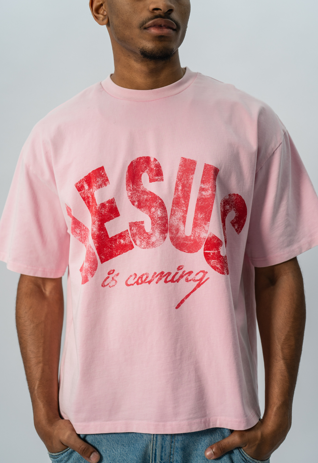 "JESUS IS COMING" BOXY TEE (PINK)