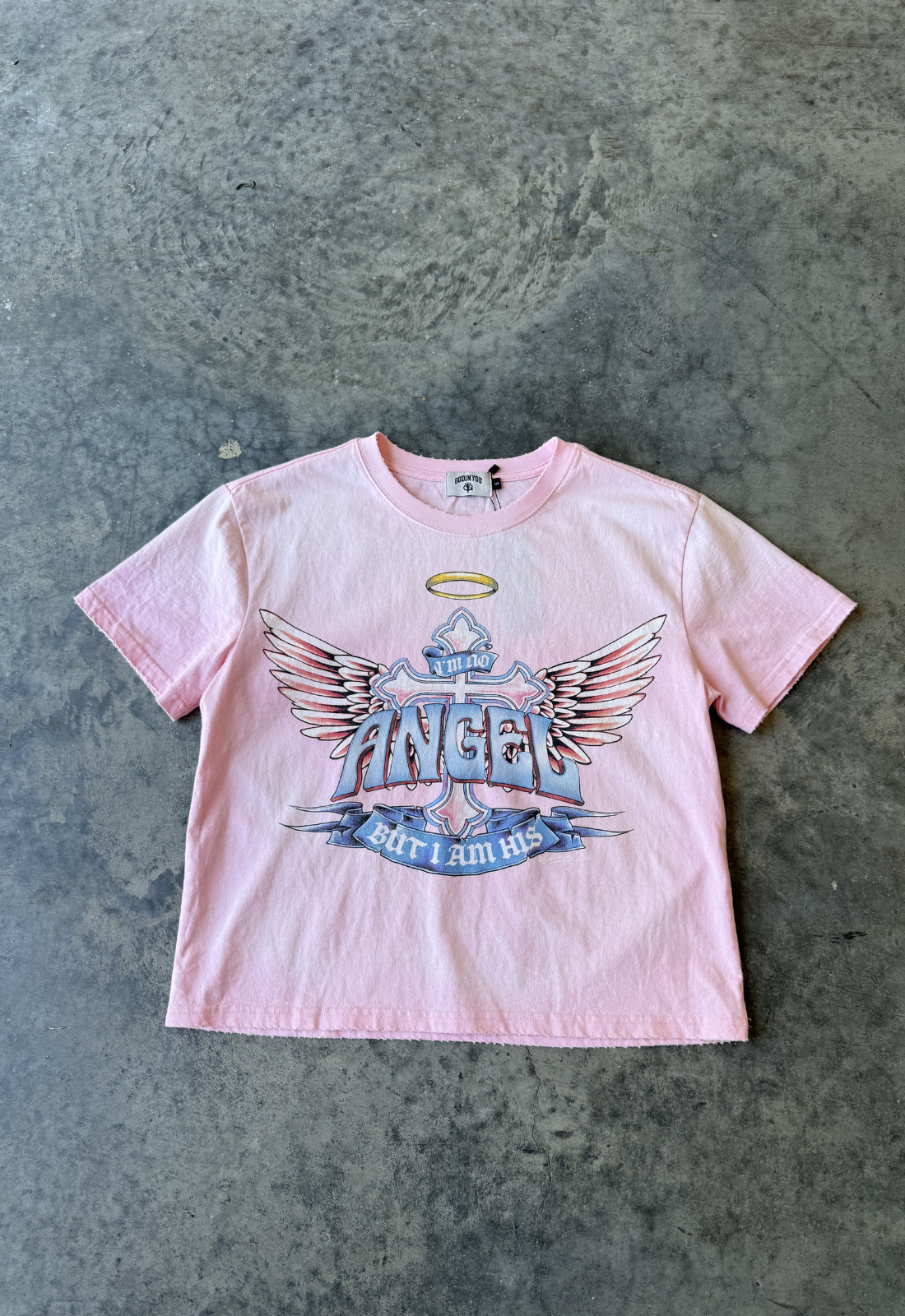 "NOT AN ANGEL" TEE PINK