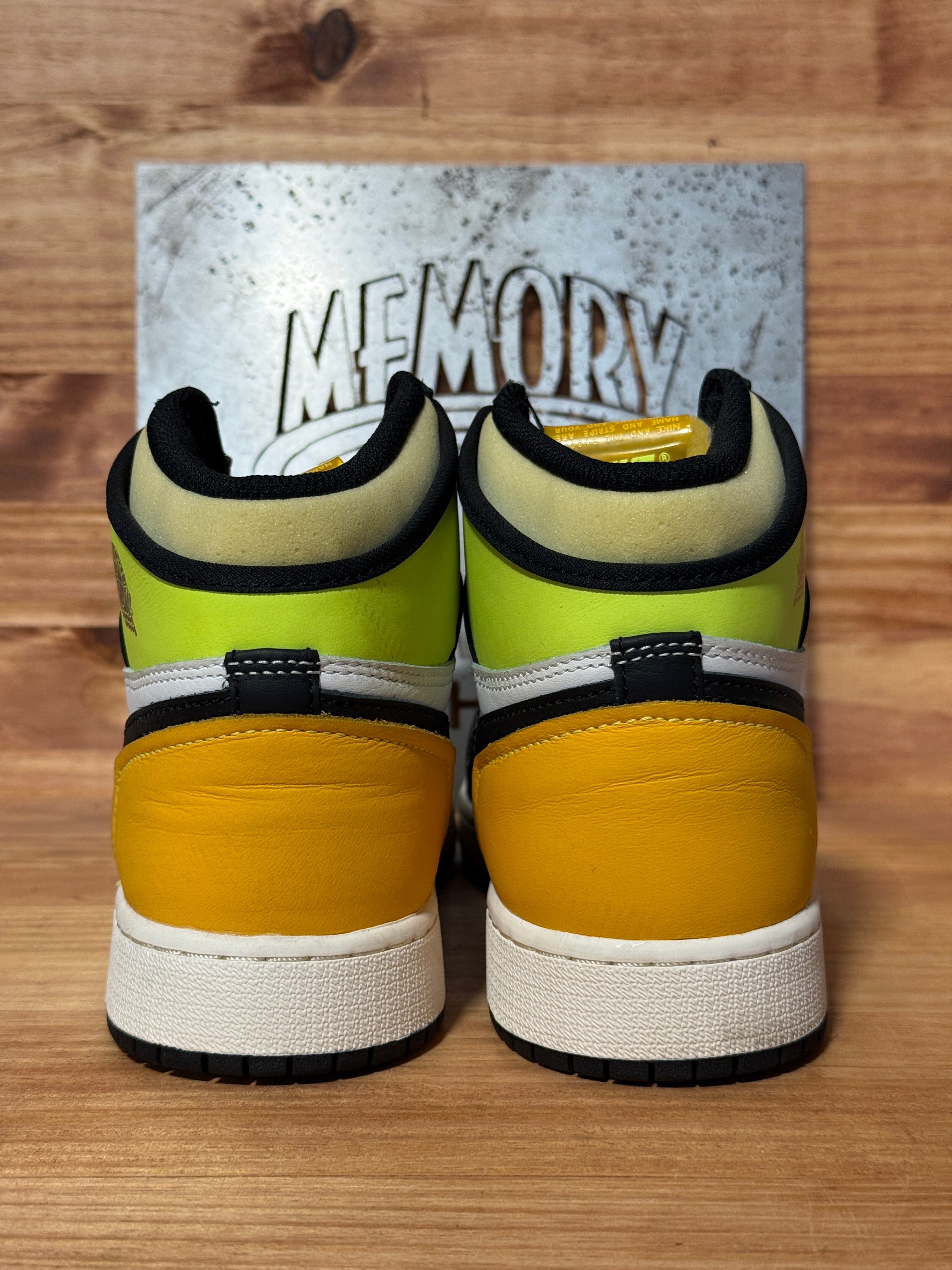 Jordan 1 Retro High White Black Volt University Gold (GS)