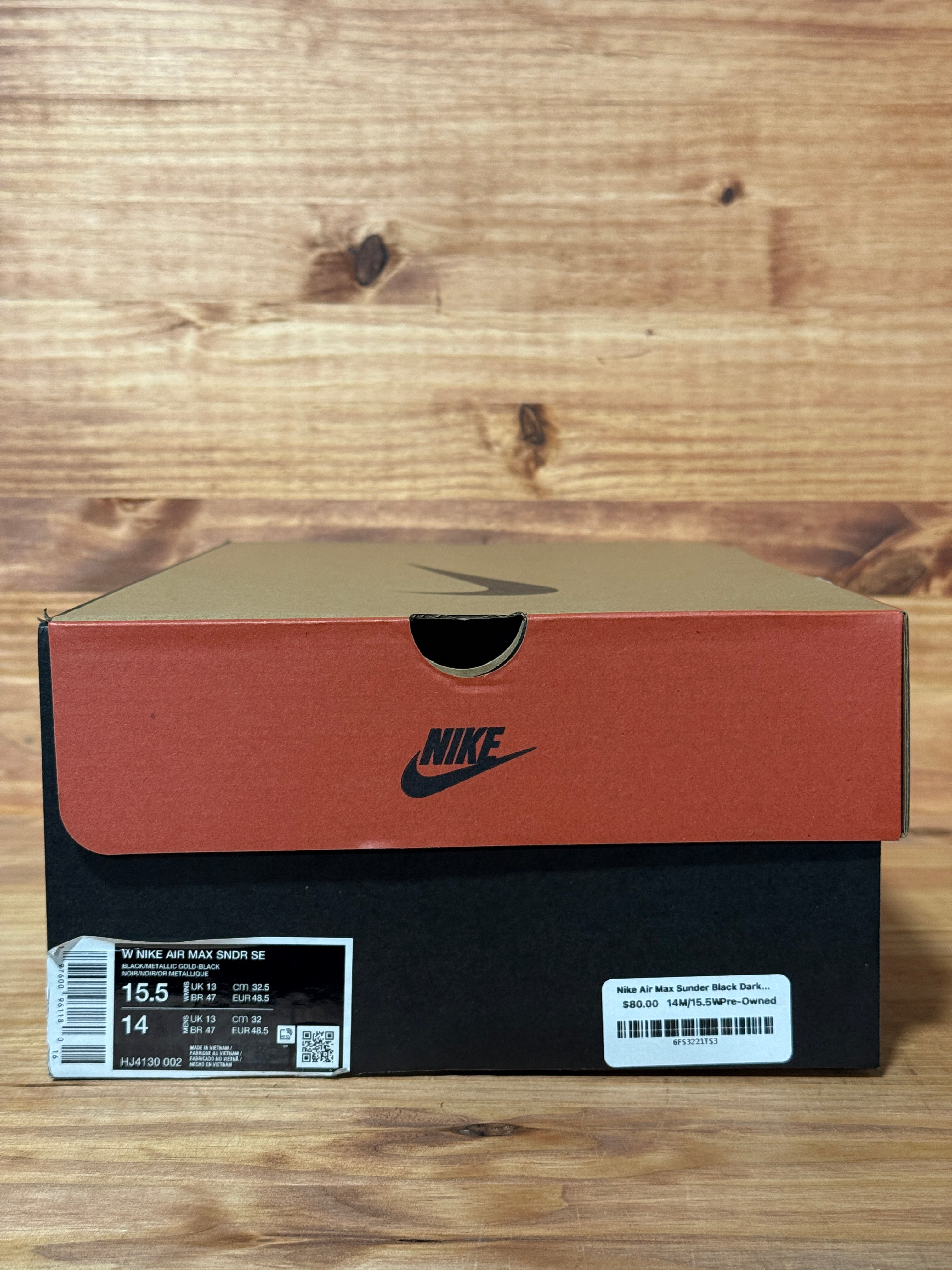 Nike Air Max Sunder Black Dark Smoke Grey Metallic Gold (Women's)