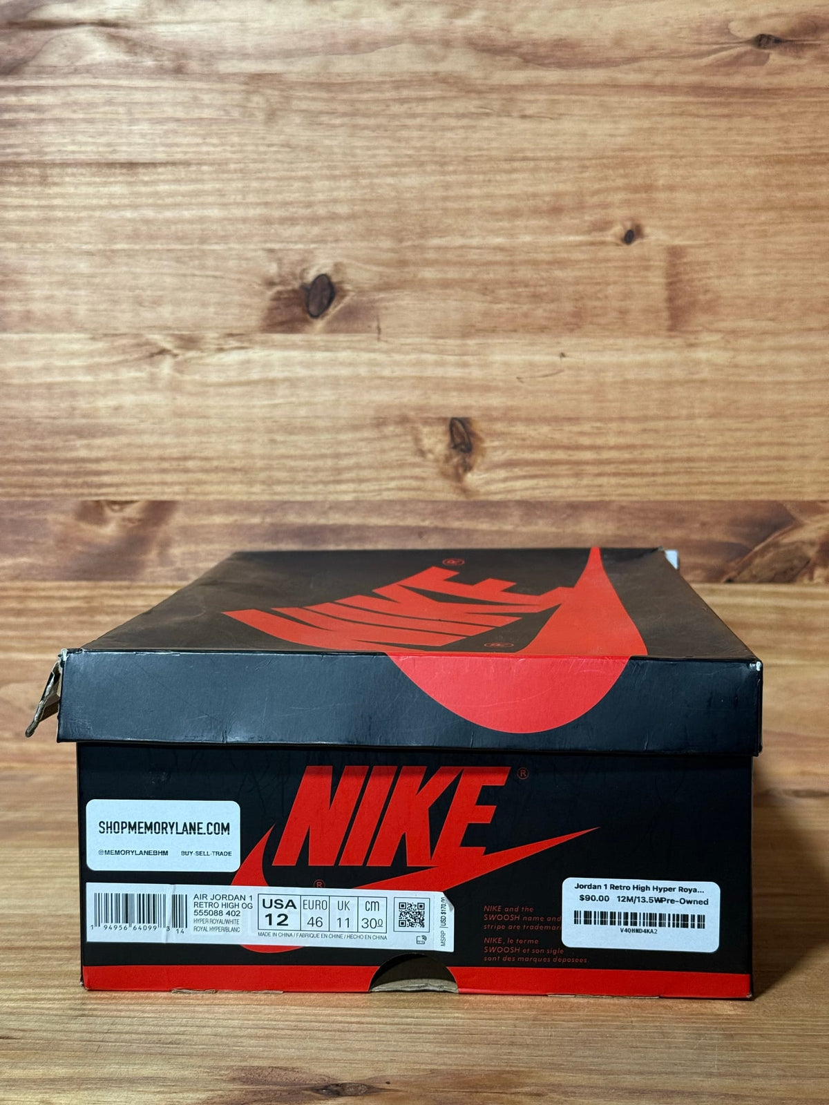 Jordan 1 Retro High Hyper Royal Smoke Grey - Size 12